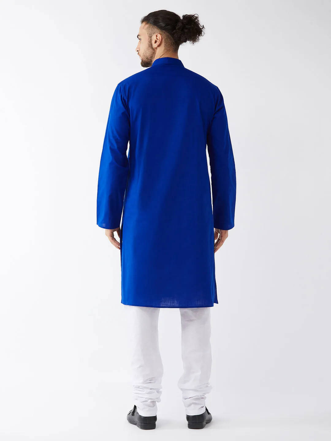 Jashvi Men's Blue Cotton Linen Blend Kurta and Pyjama Set