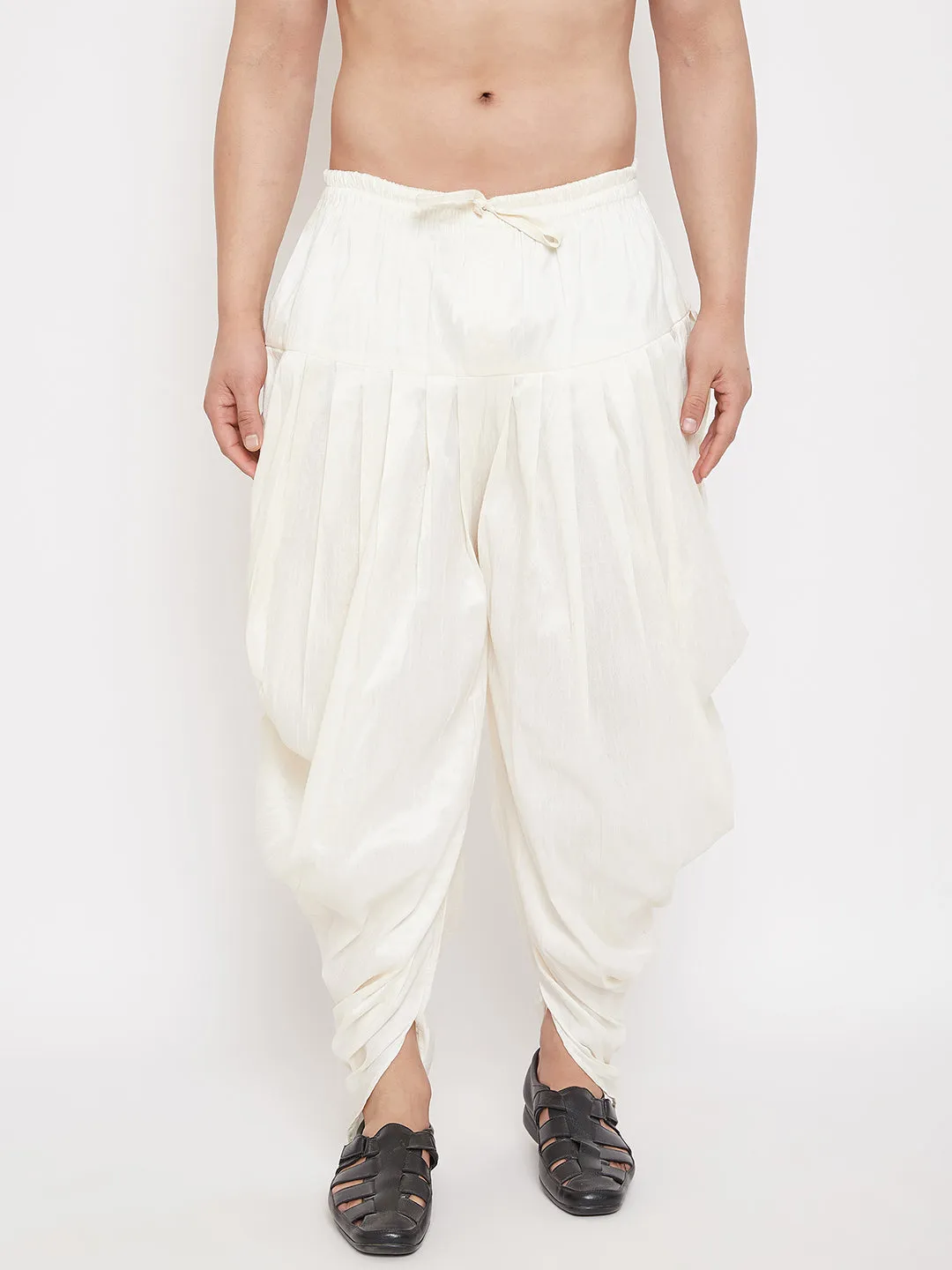 Jashvi Men's Cream Dhoti Pants