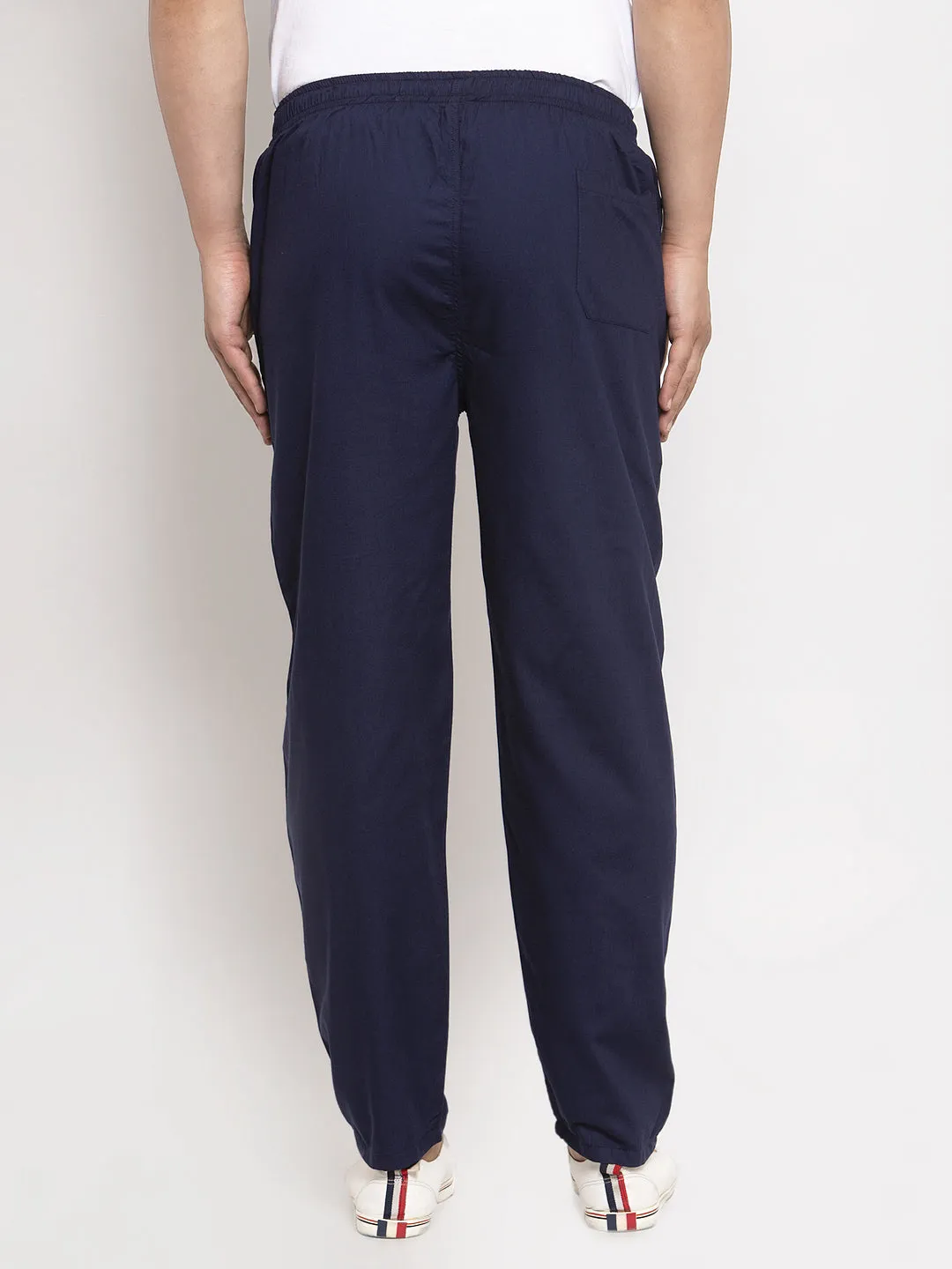 Jashvi Men's Navy Blue Solid Cotton Track Pants