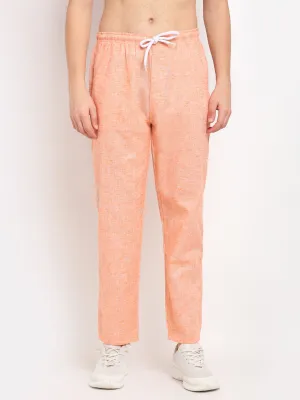 Jashvi Men's Orange Linen Cotton Track Pants