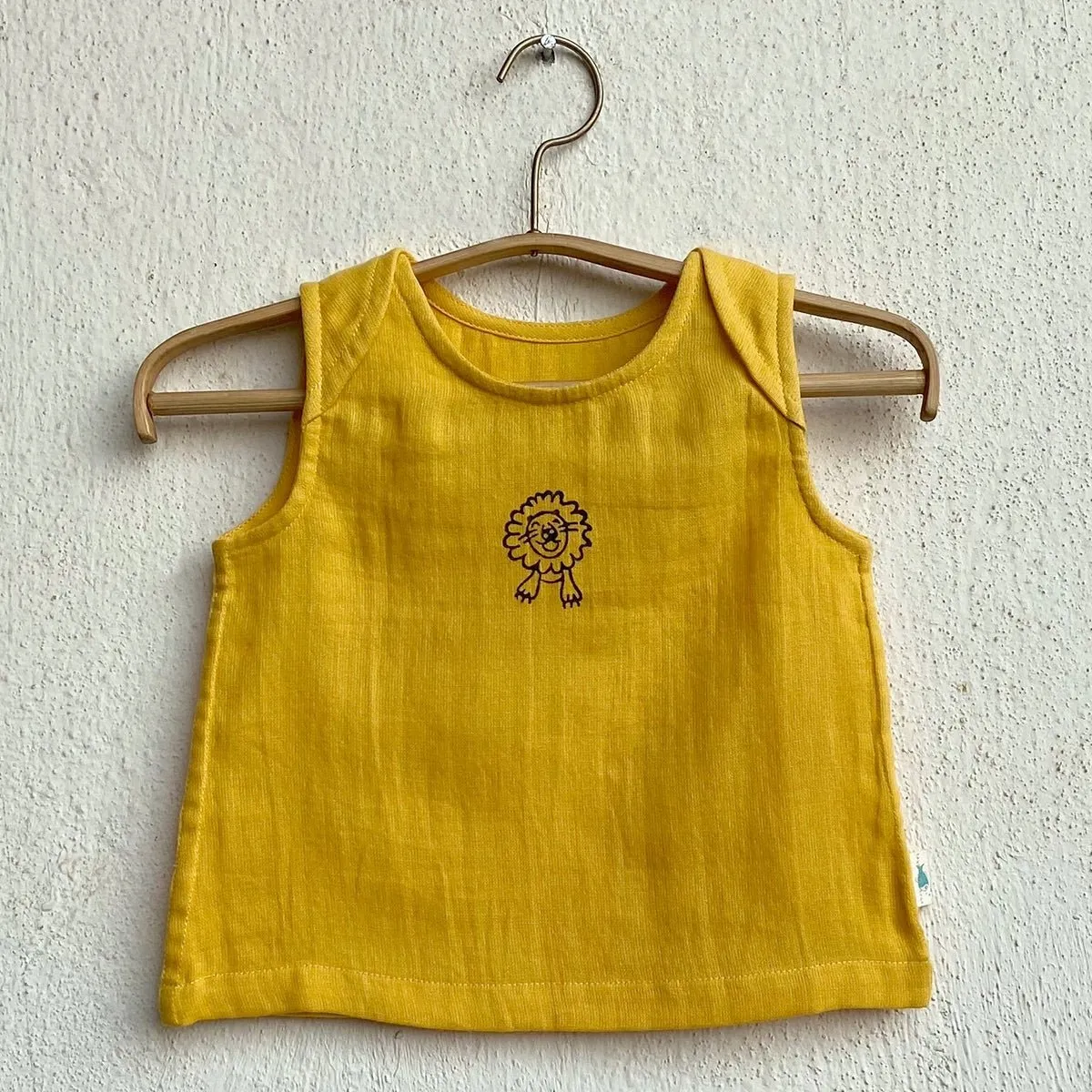 Kids Unisex Organic Cotton Zoo Yellow Jhabla with Indigo Pants