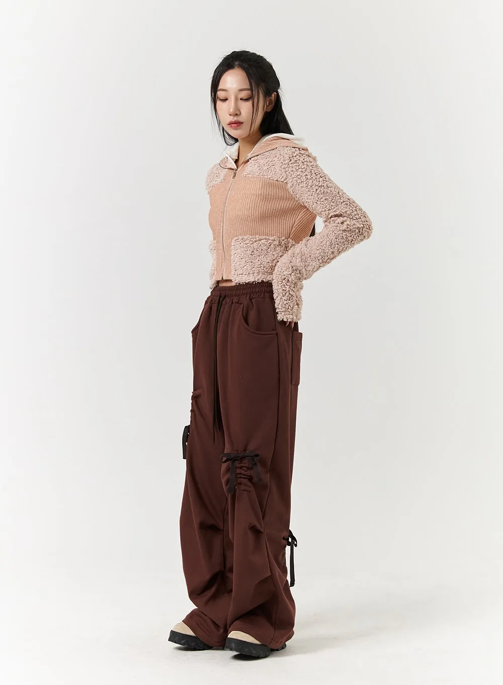 Knotted Solid High Waist Wide Leg Trousers CD322