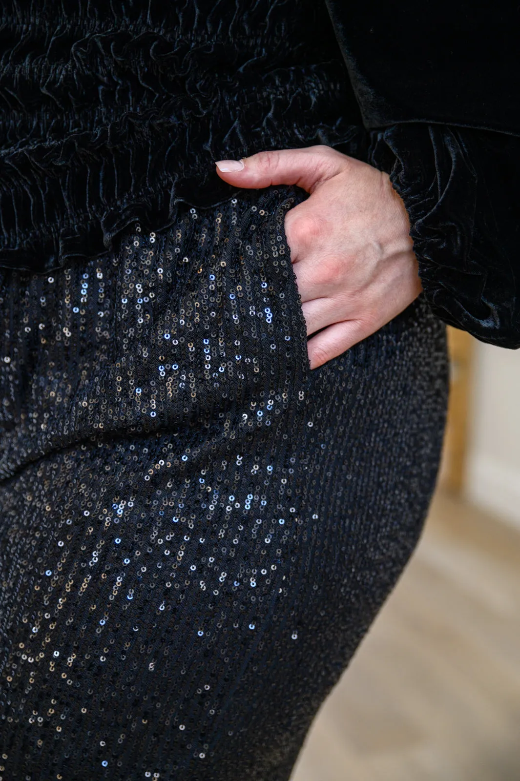 Life Of The Party Black Sequin Pants