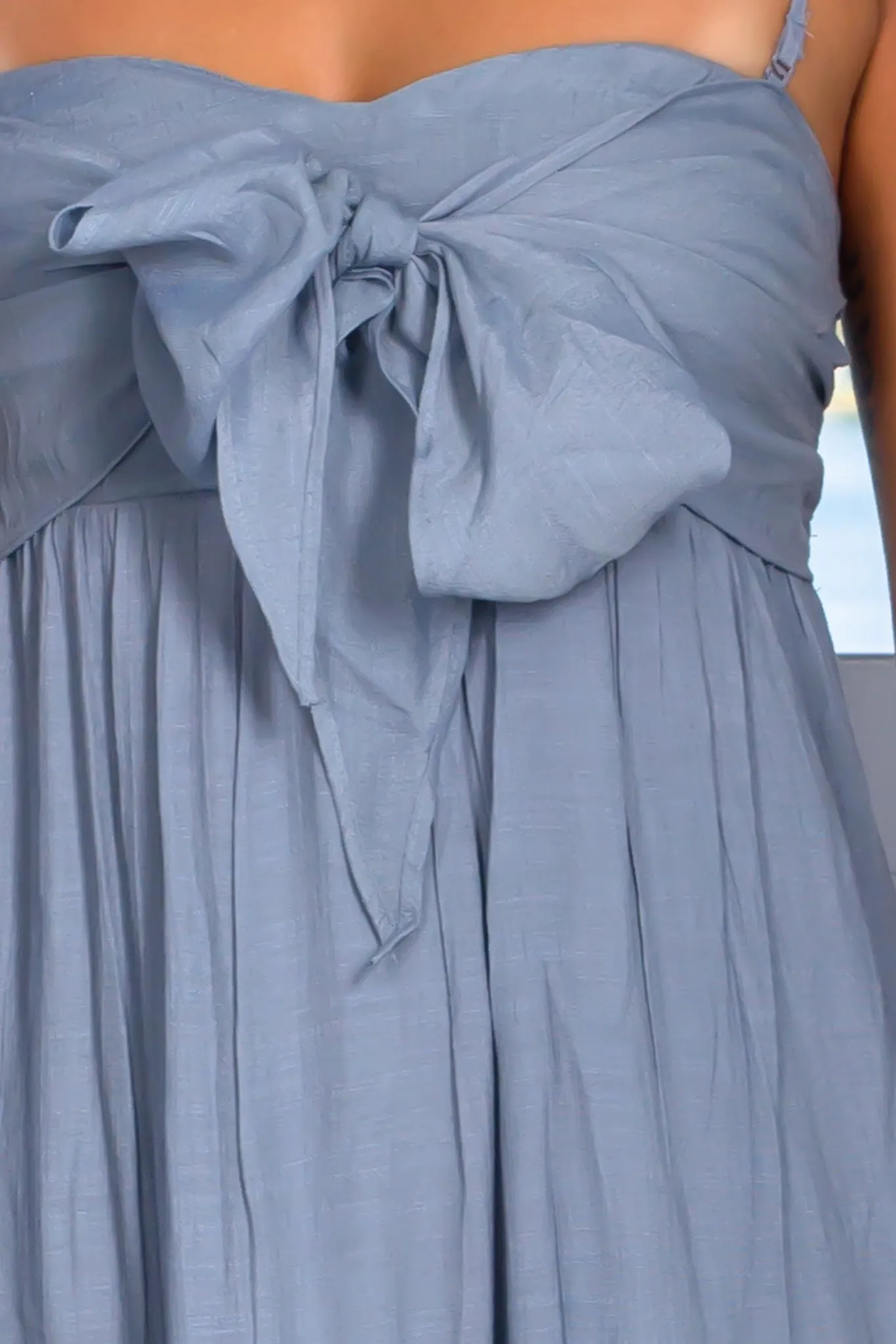 Light Blue Maxi Dress with Tie Front