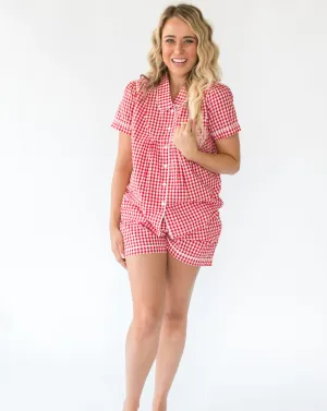 Lilly Red Gingham Women's Short Sleeve Shirt & Shorts Set