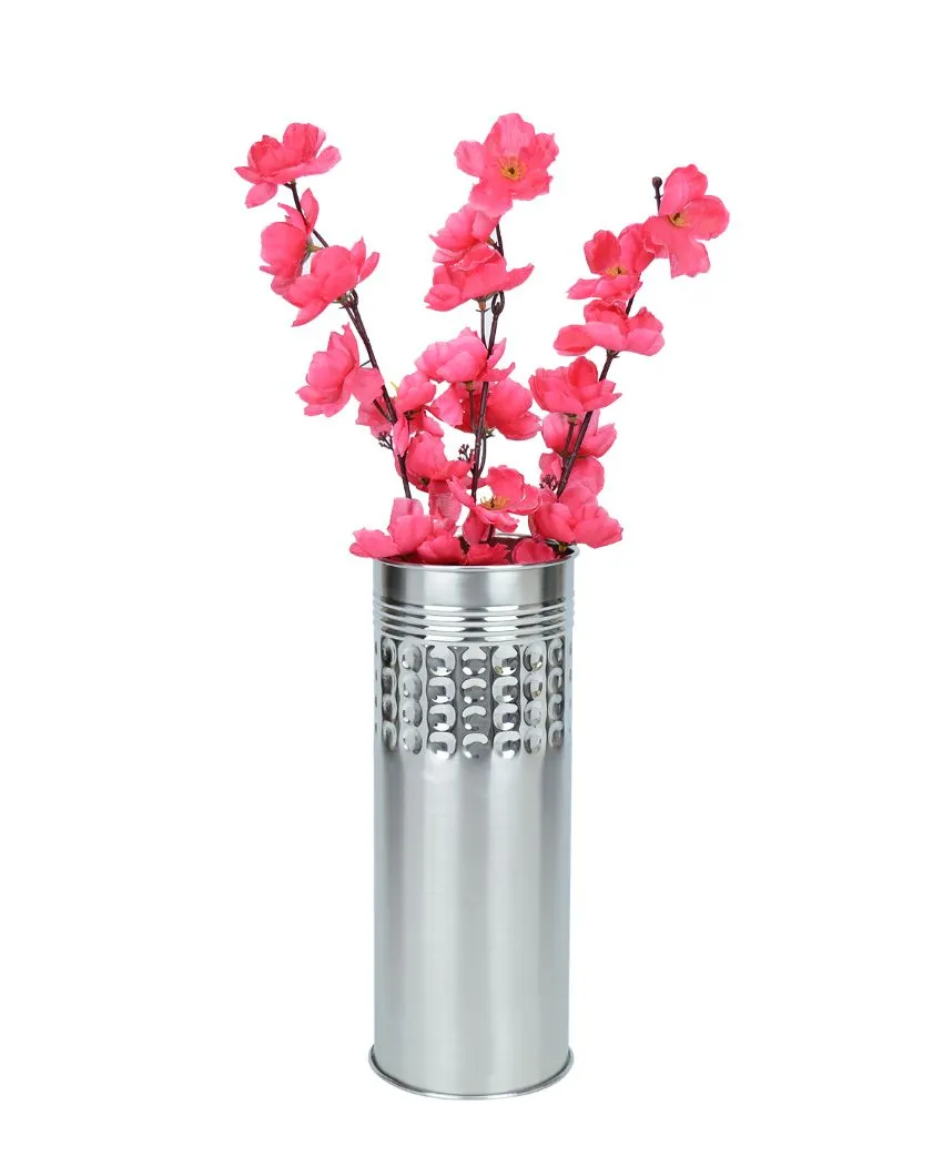 Linear Dot Fusion Silver Stainless Steel Flower Vase