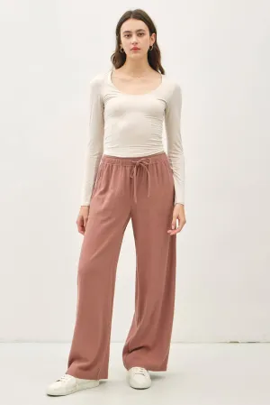 Linen Blend Wide Leg Pants