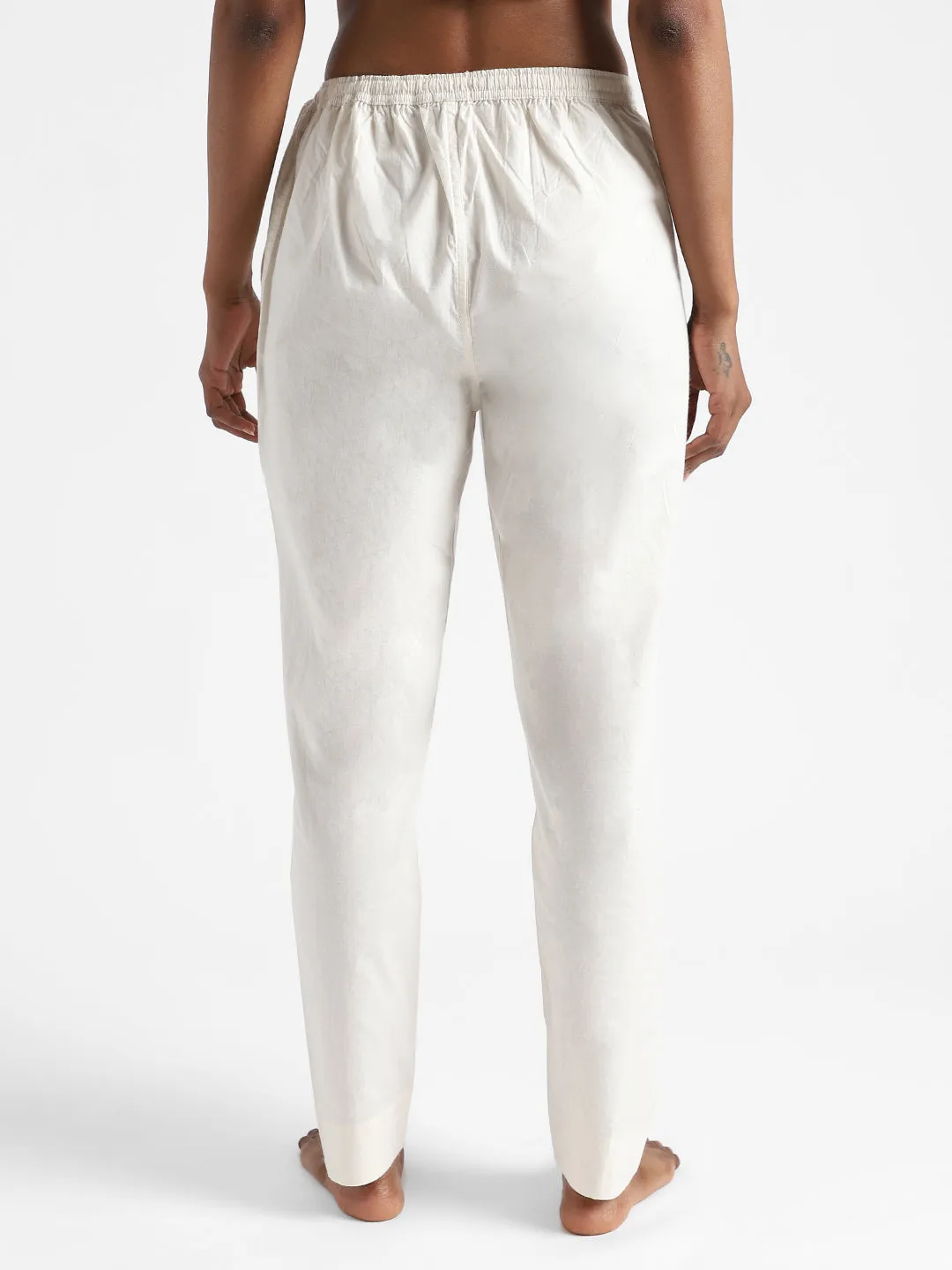 LivBio Women's Pants | Raw White | 100% Organic Cotton | Naturally Dyed Trousers | Slim Fit