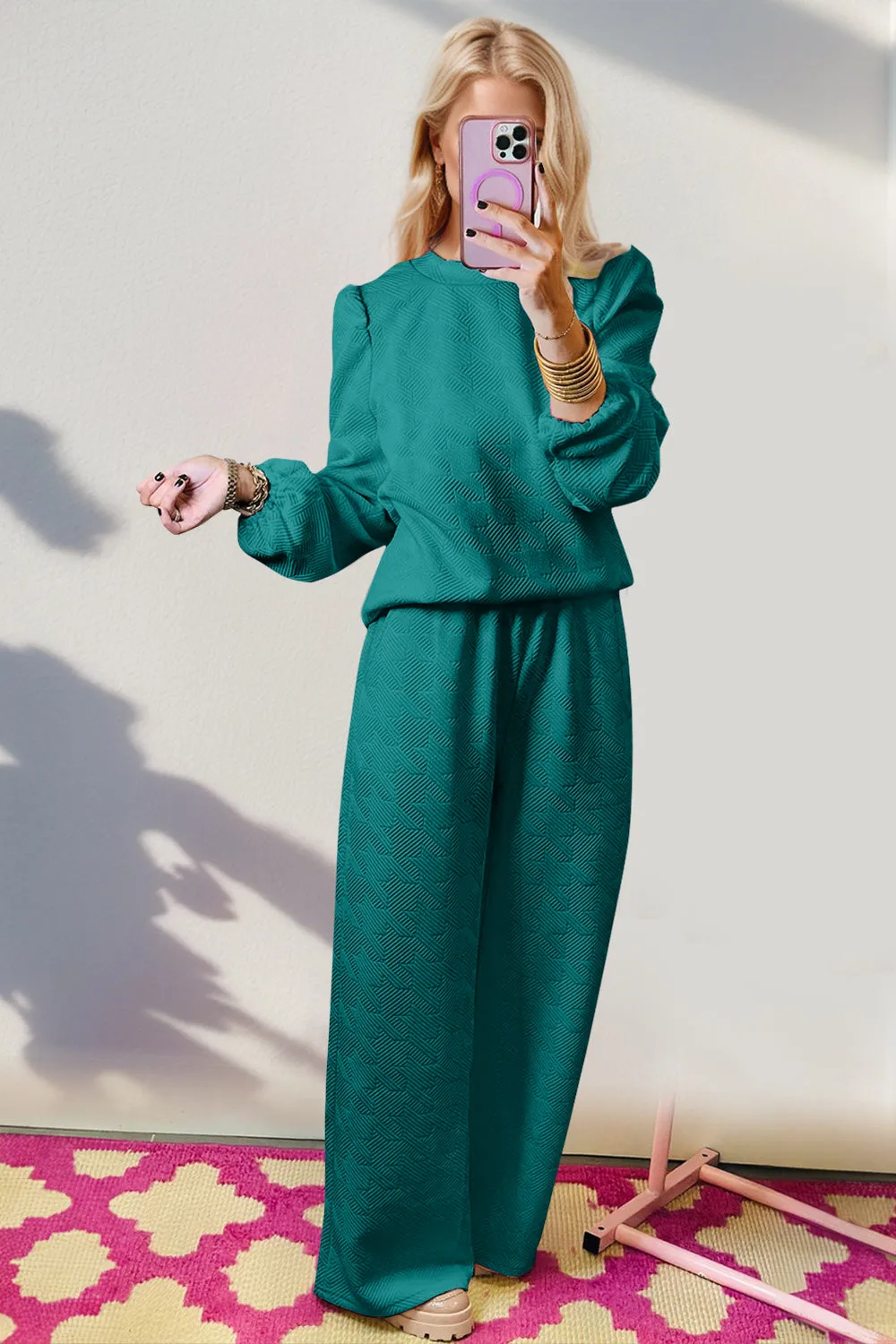 Long Sleeve Top and Wide Leg Pants Set