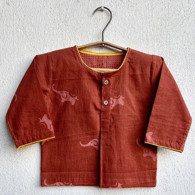 Madder Organic Cotton Kurta with White Pants