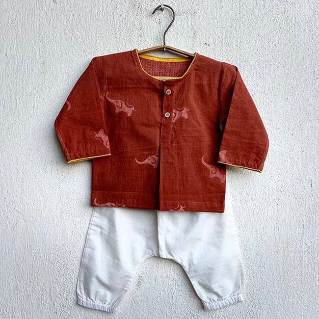 Madder Organic Cotton Kurta with White Pants