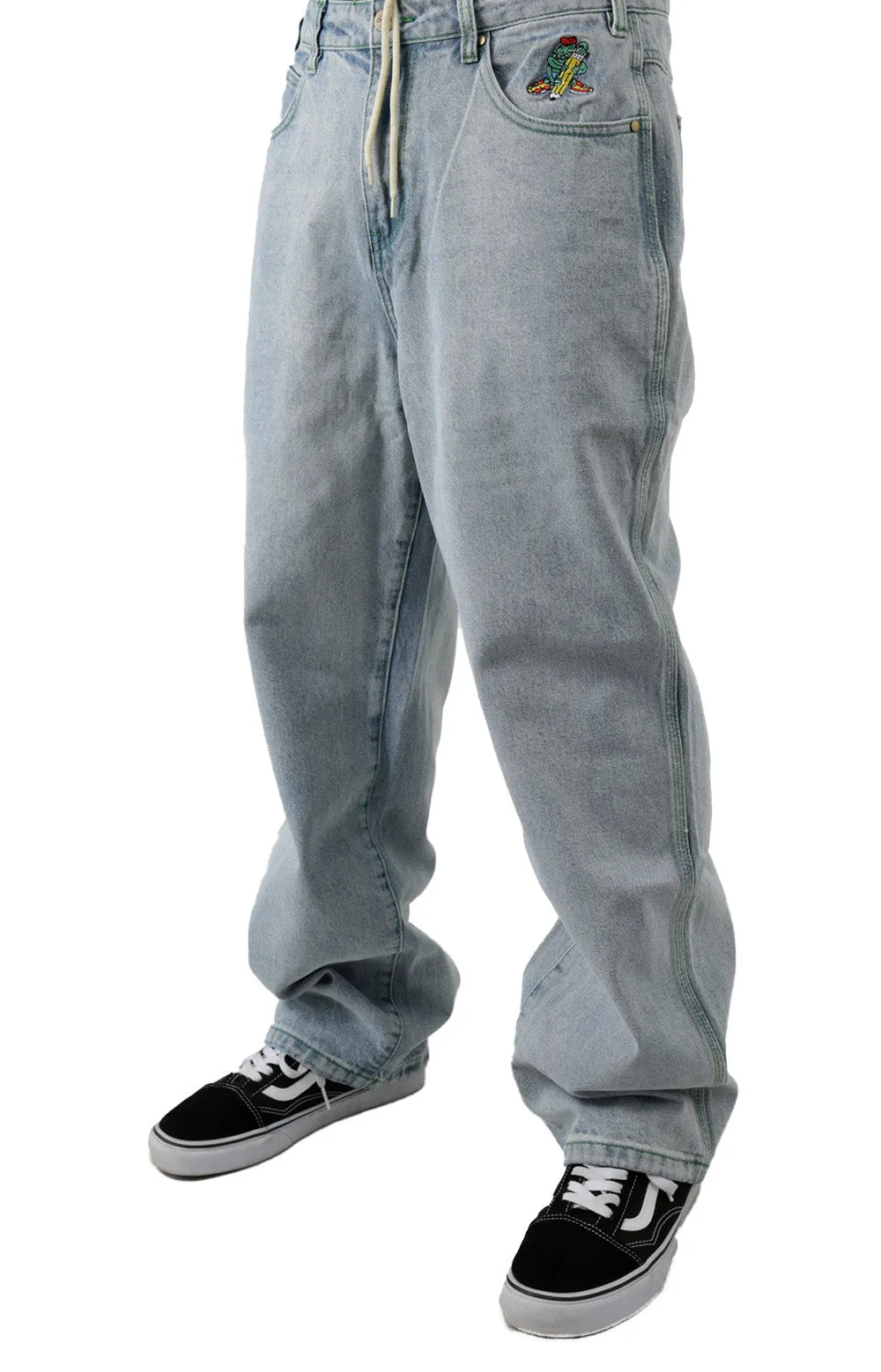 Martian Blue Baggy Denim Pants