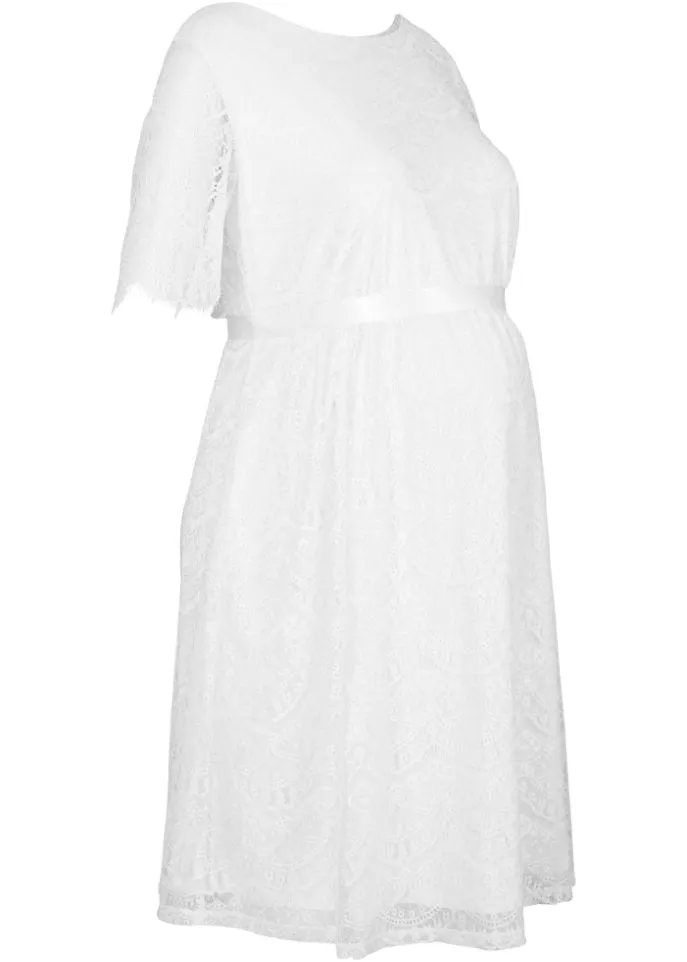 Maternity wedding dress made of lace short sleeves Bpc Bonprix Collection, white