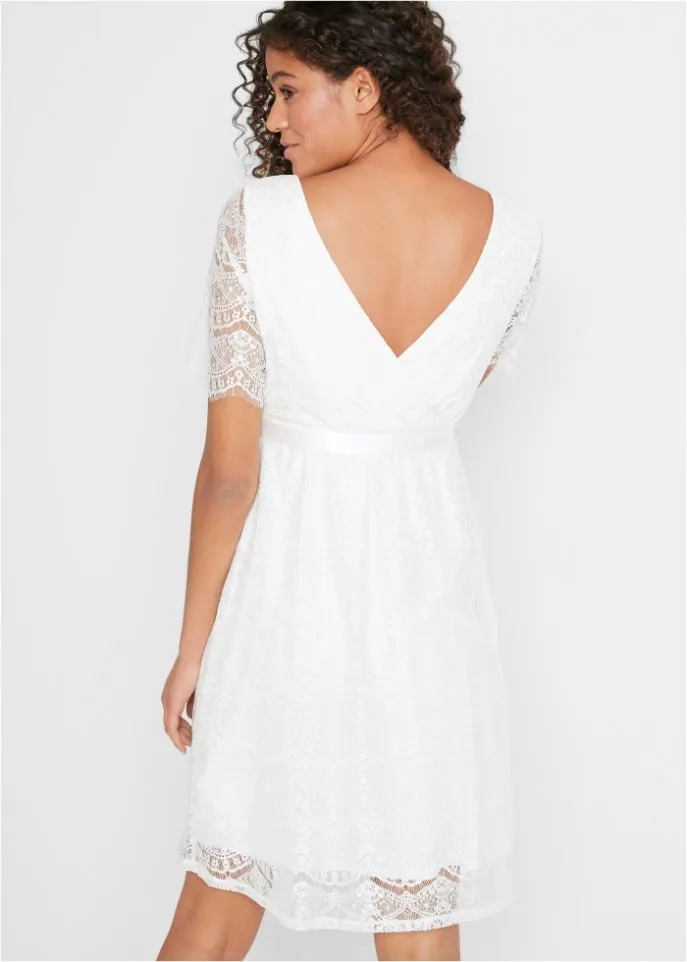 Maternity wedding dress made of lace short sleeves Bpc Bonprix Collection, white