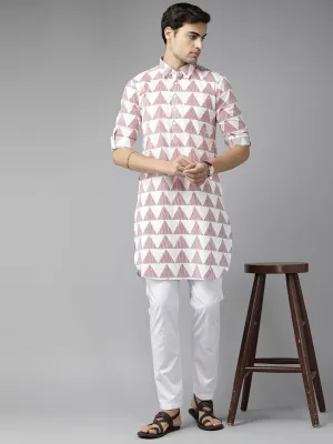 Men White Regular Pure Cotton Pathani Kurta With White Salwar