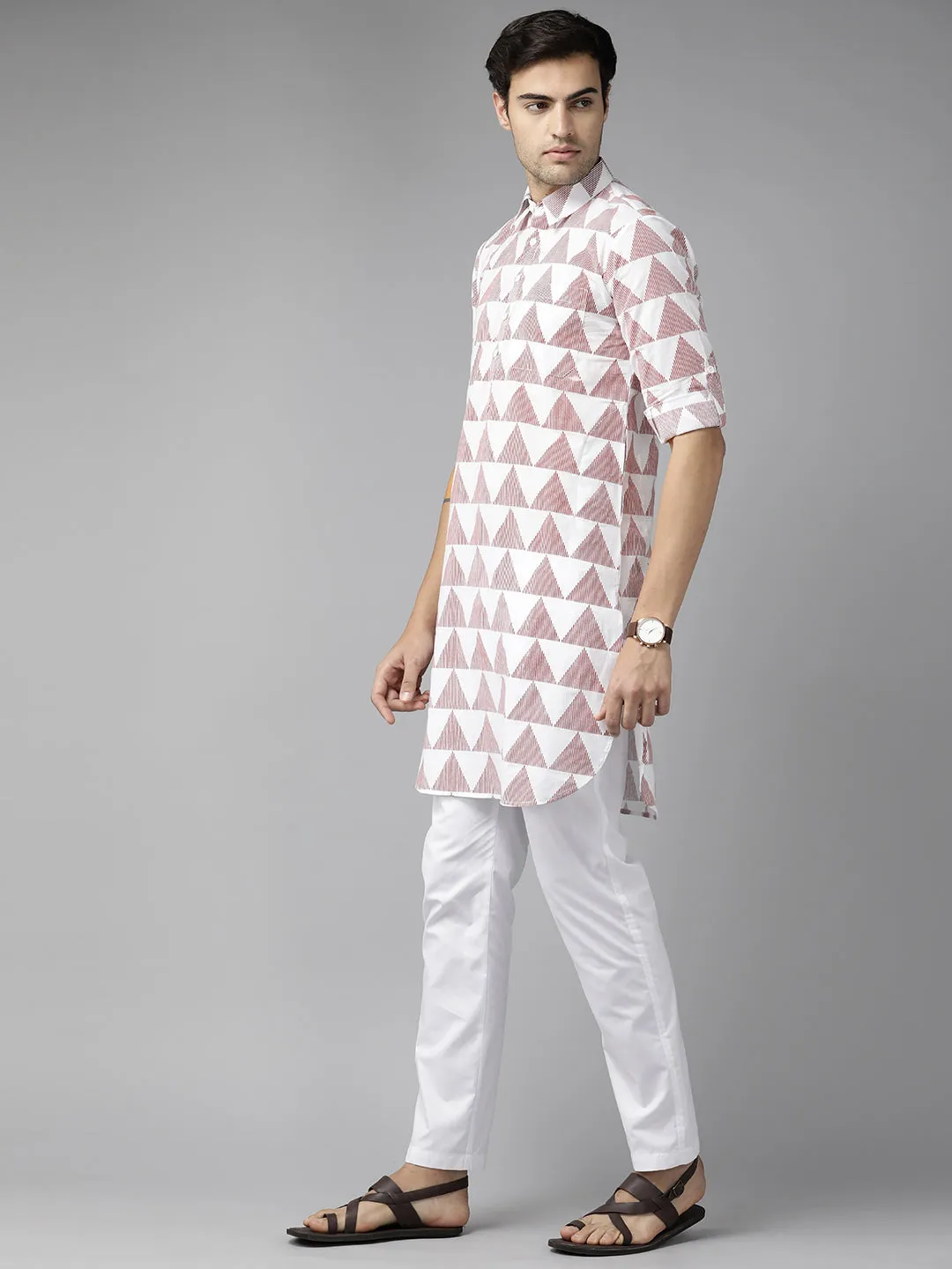 Men White Regular Pure Cotton Pathani Kurta With White Salwar