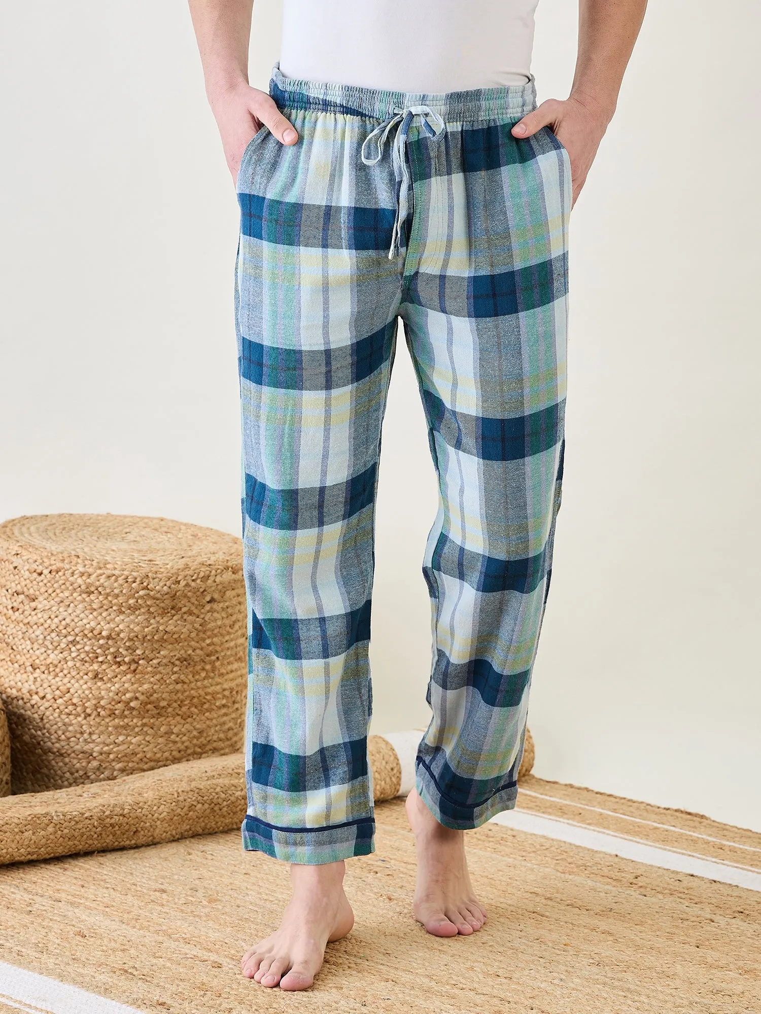 Mens Blue Checks Lounge Pants