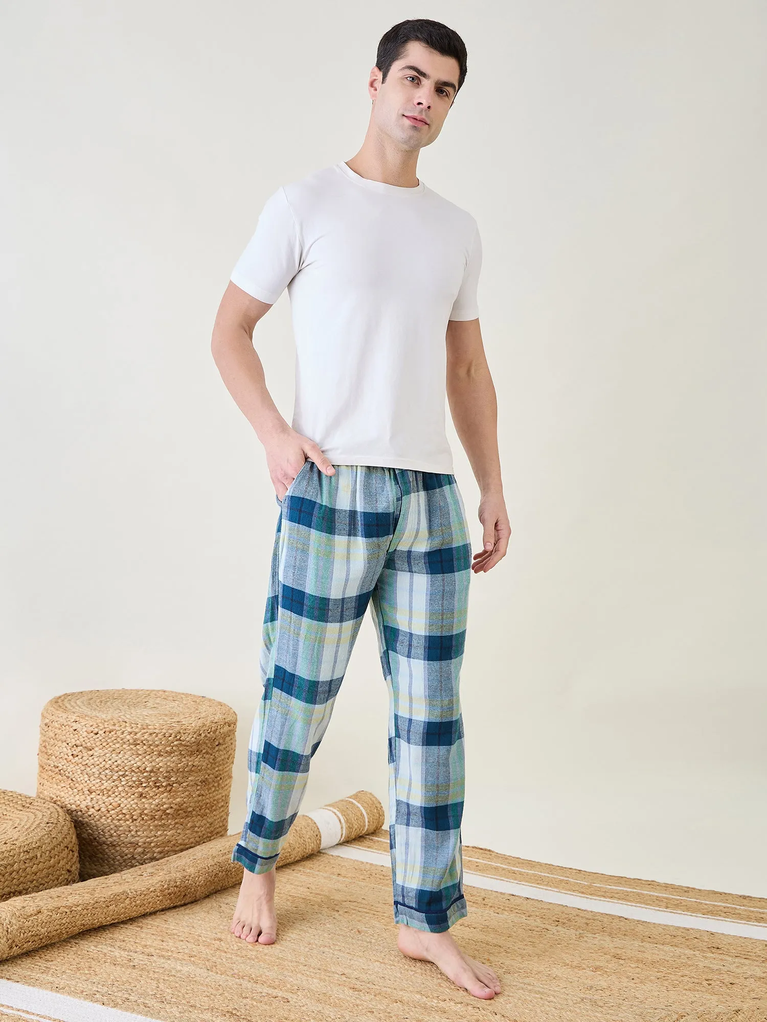 Mens Blue Checks Lounge Pants