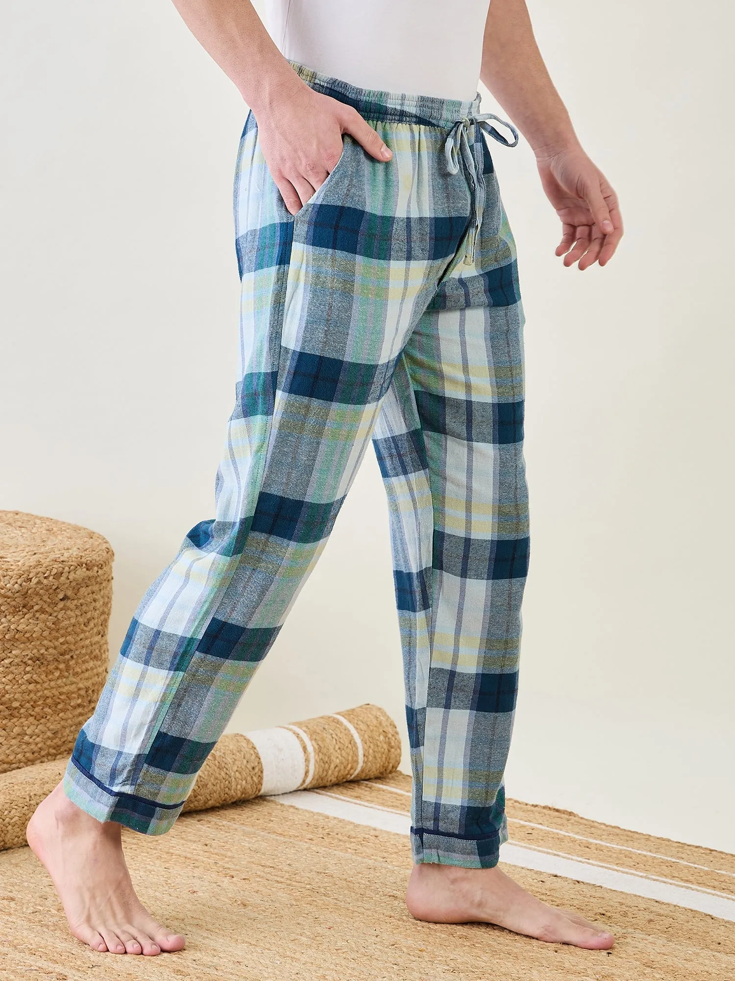 Mens Blue Checks Lounge Pants