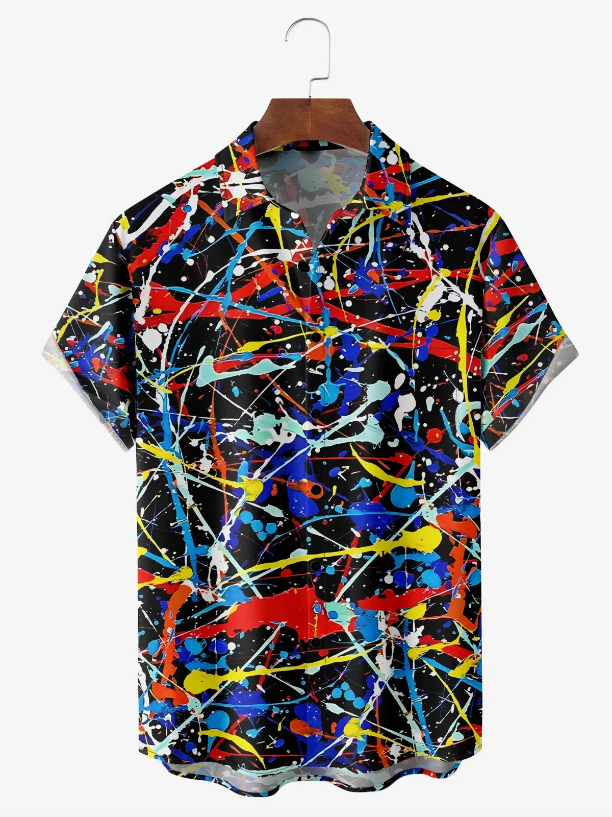 Men's Modern Art Paint Splashes Splatter Print Casual Shirt