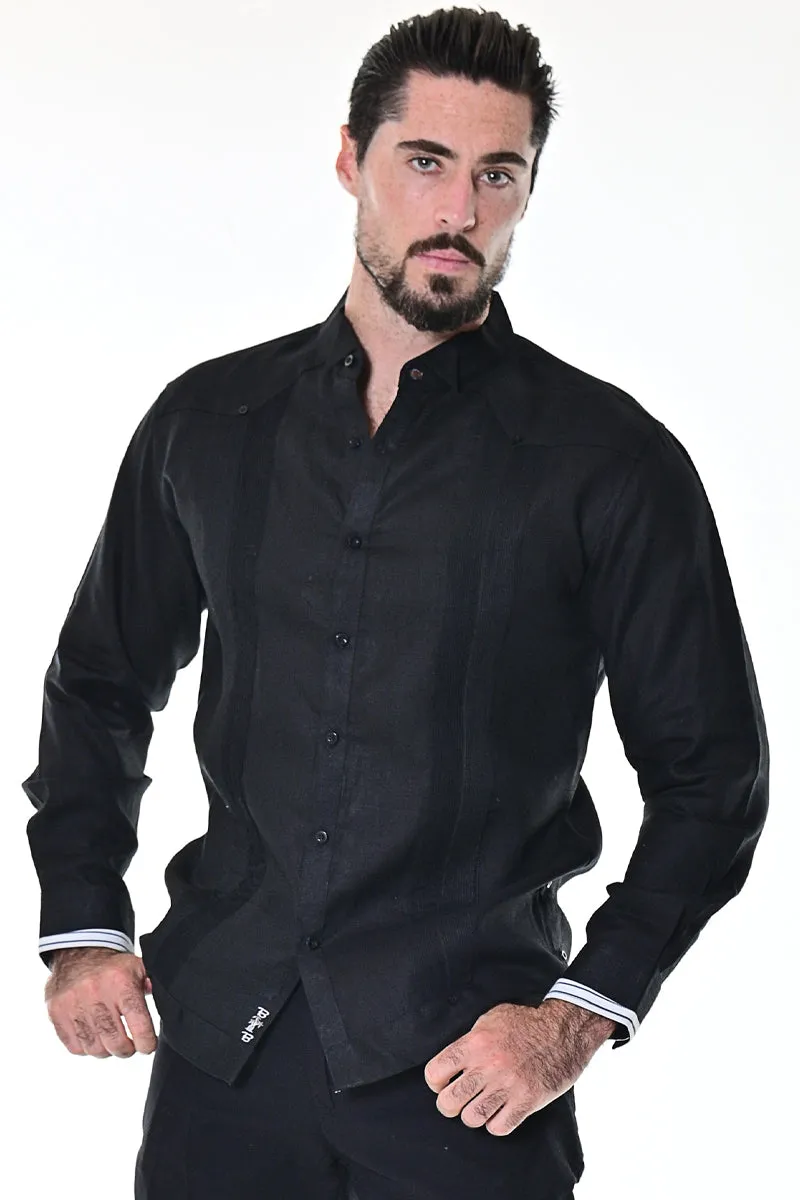 Men's Tuxedo Style Guayabera 100% Linen w/Cuff Insert & Pin-Tucked Panels | BOHIO MLG1686