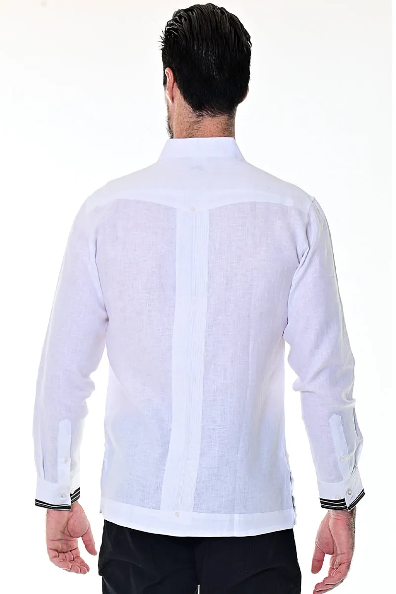 Men's Tuxedo Style Guayabera 100% Linen w/Cuff Insert & Pin-Tucked Panels | BOHIO MLG1686