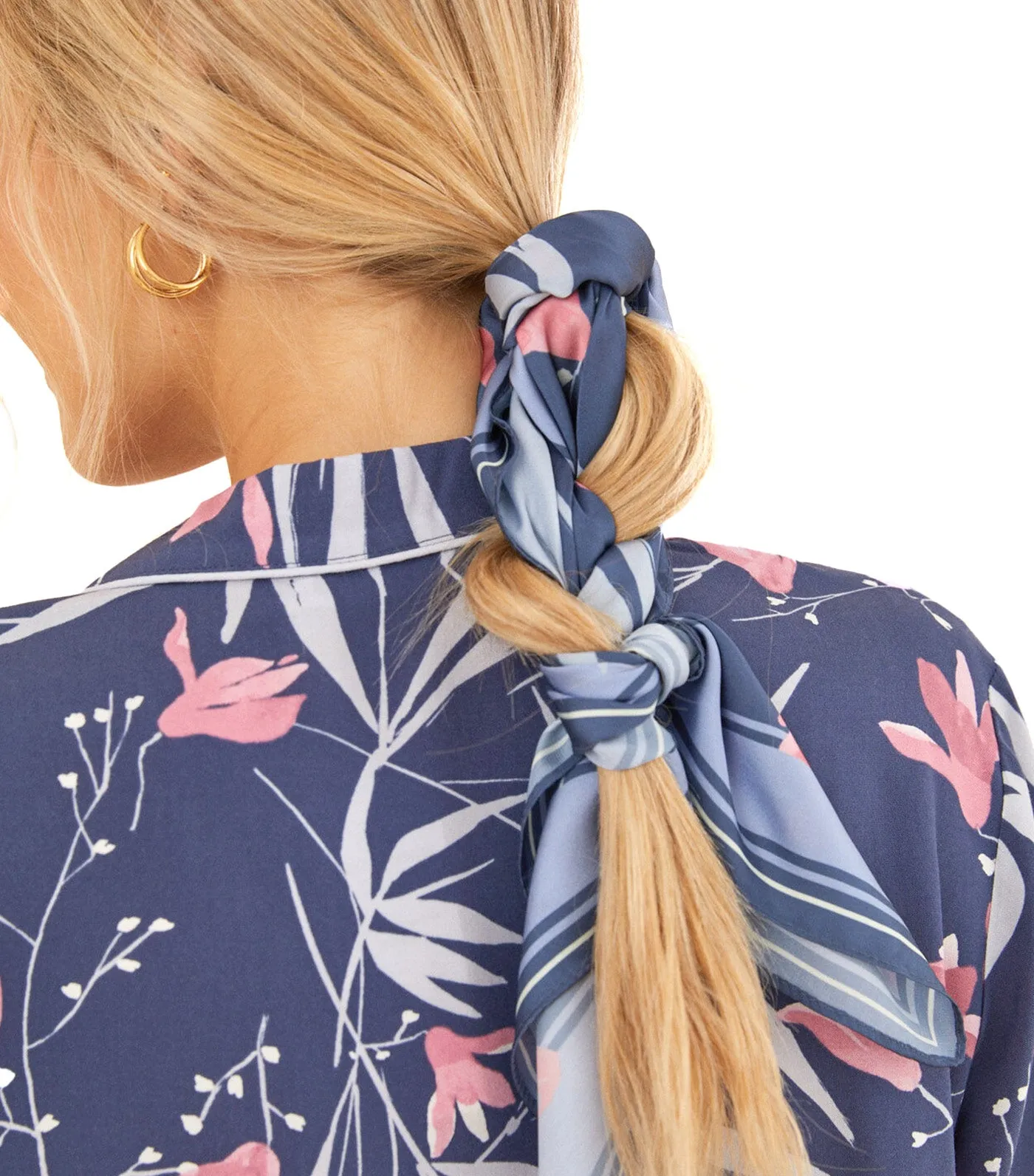 Moniquilla Flower Print Shirt Pajamas Blue