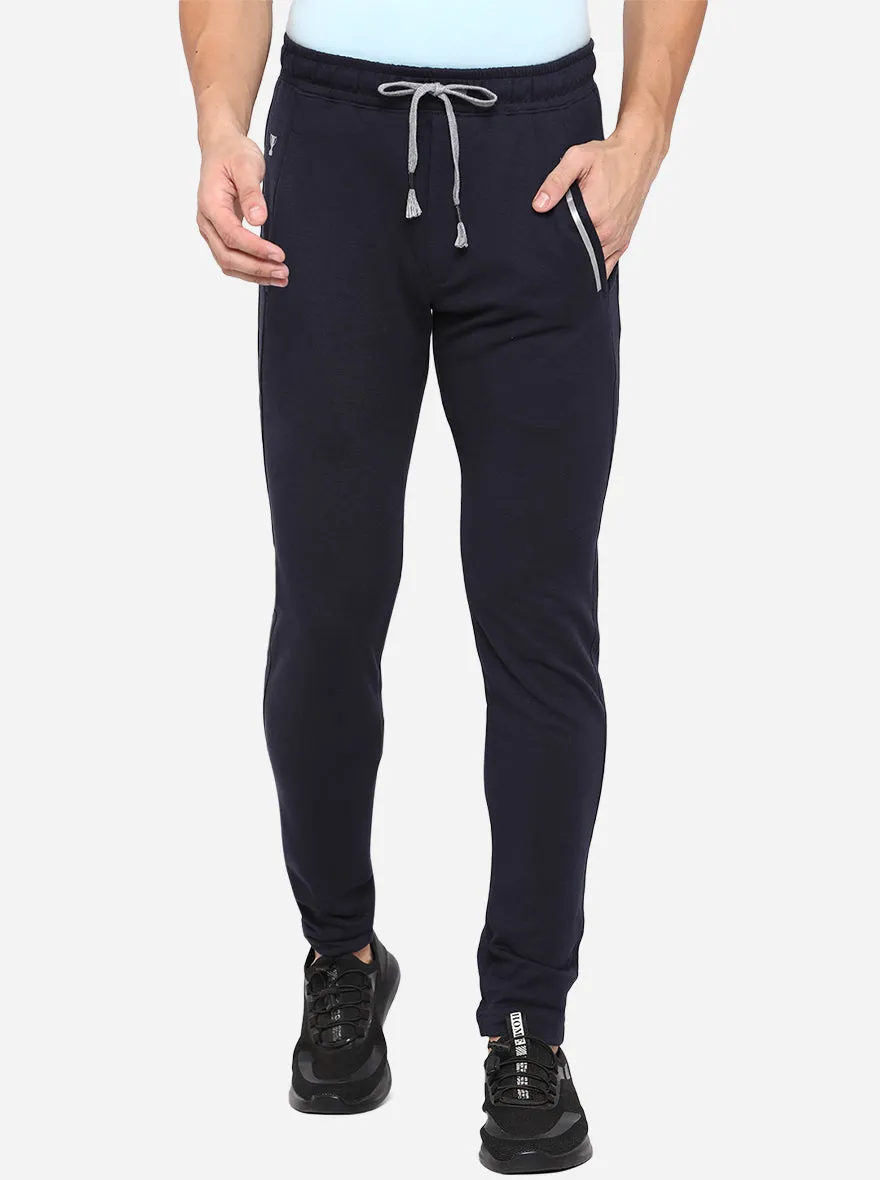 Navy Blue Solid Regular Track Pant | JadeBlue