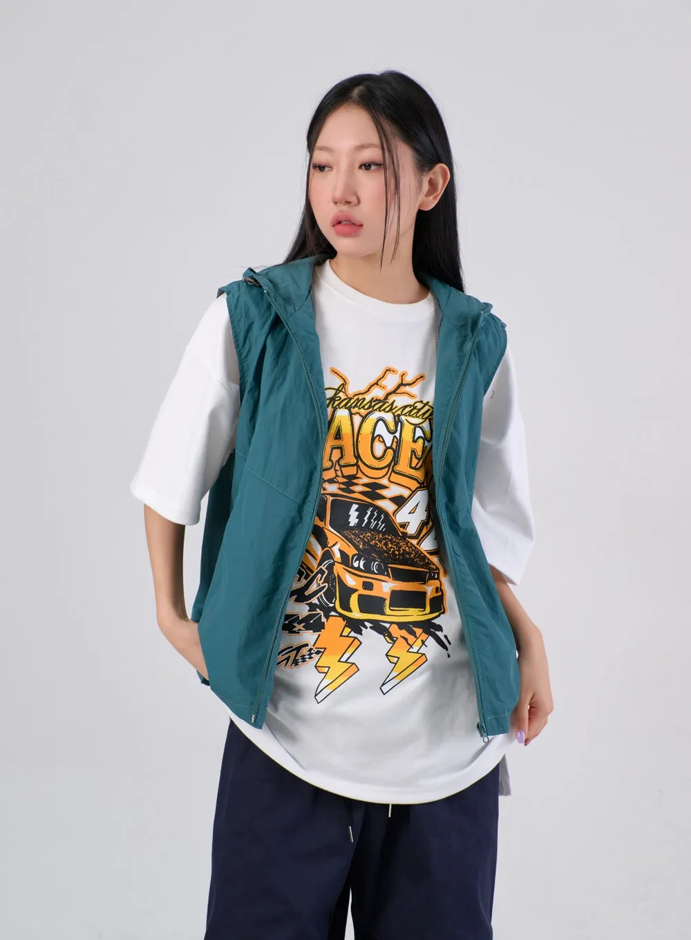 Nylon Hoodie Vest IA304