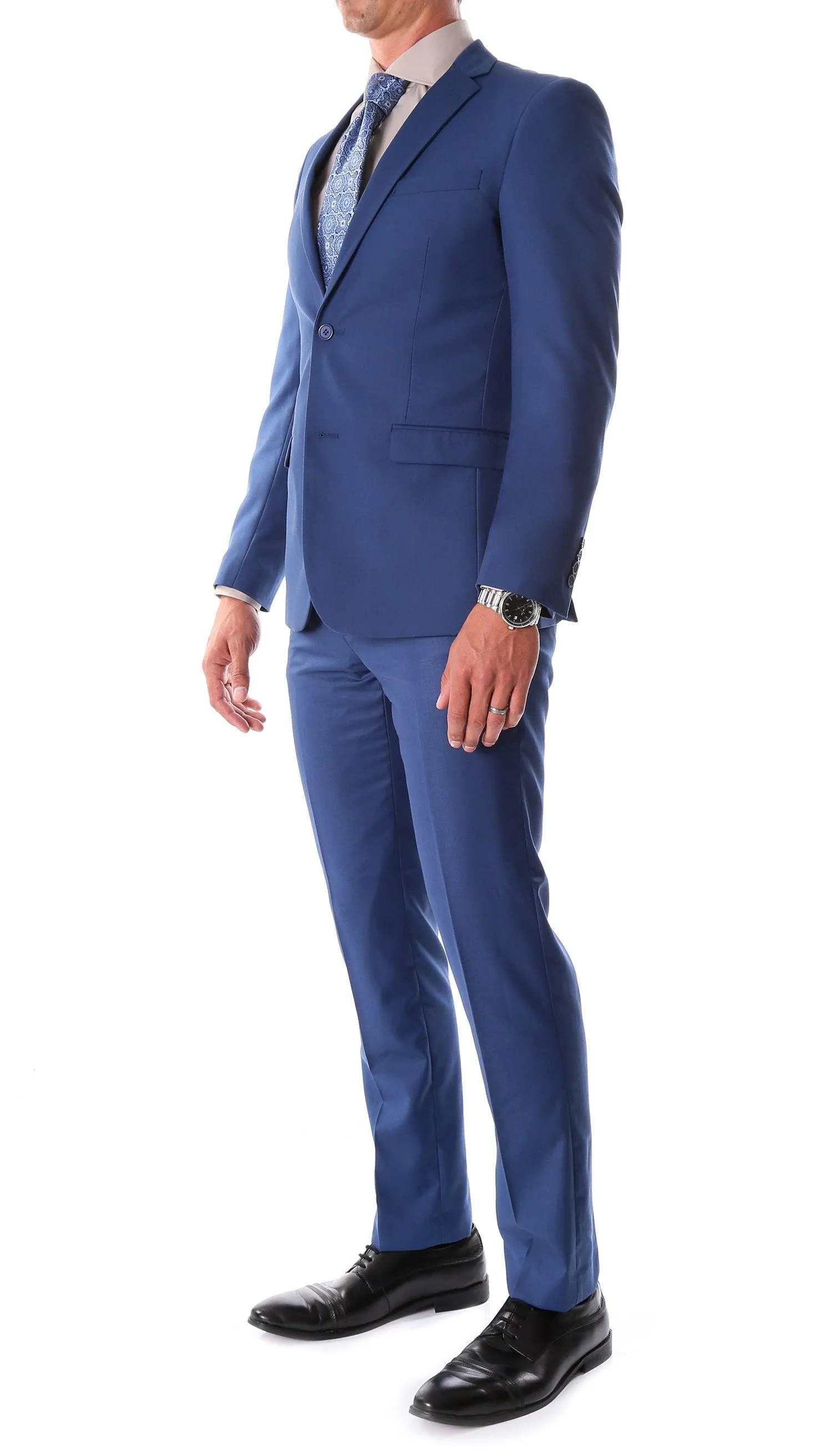 Oslo Indigo Blue Slim Fit Notch Lapel 2 Piece  Suit