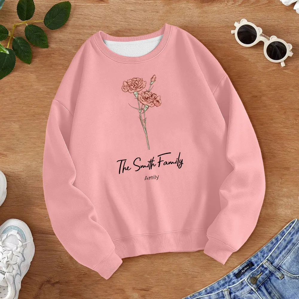 Personalized Birth Flower Bouquet Sweatshirt Custom Birth Flower Hoodie Gifts for Her