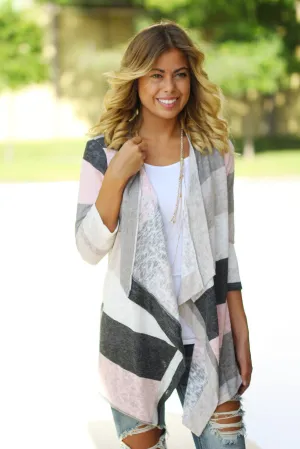 Pink And Ivory Cardigan