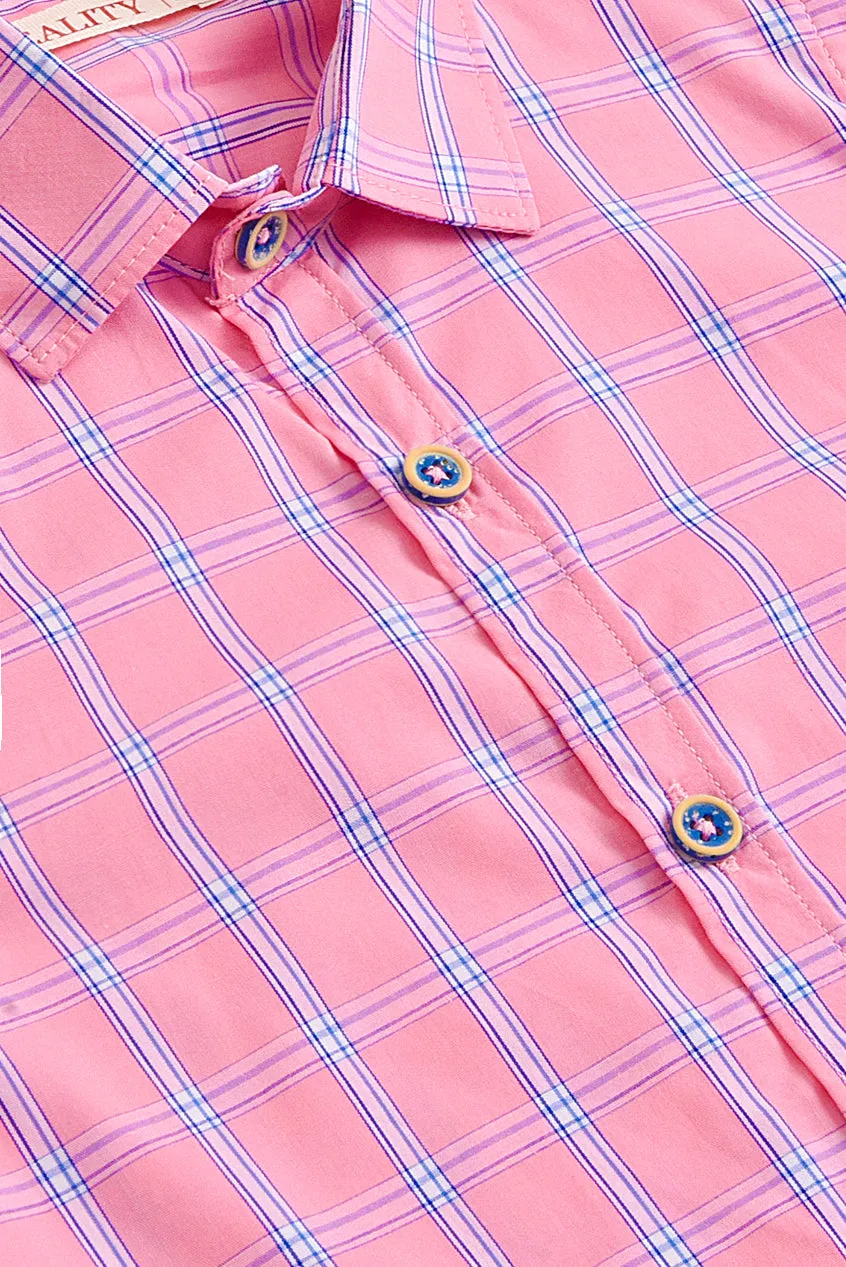 Pink Checked Casual Shirt