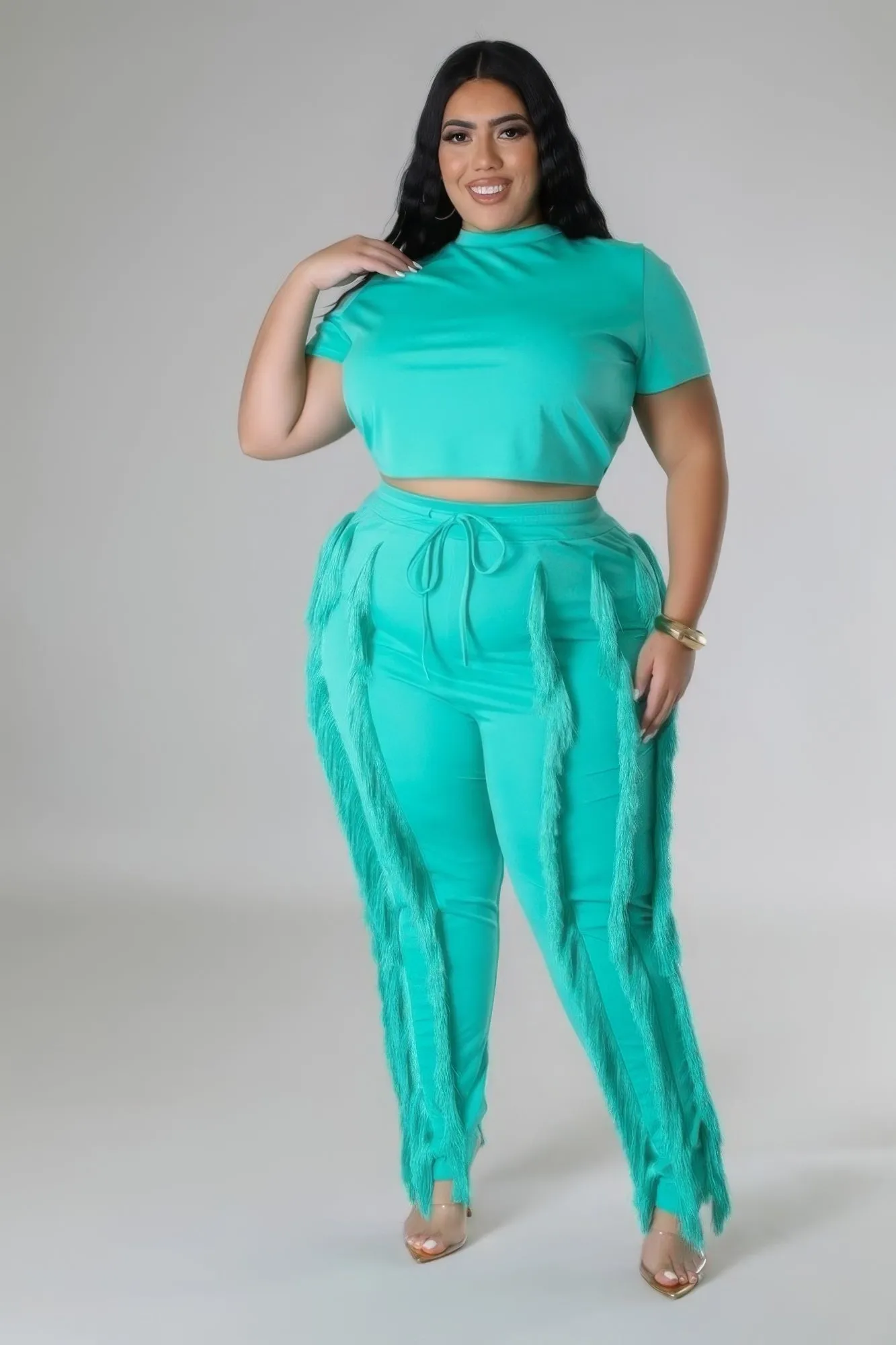 Plus Size Two-piece Crop Top Set