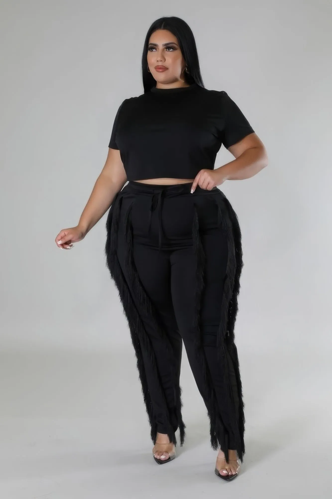 Plus Size Two-piece Crop Top Set