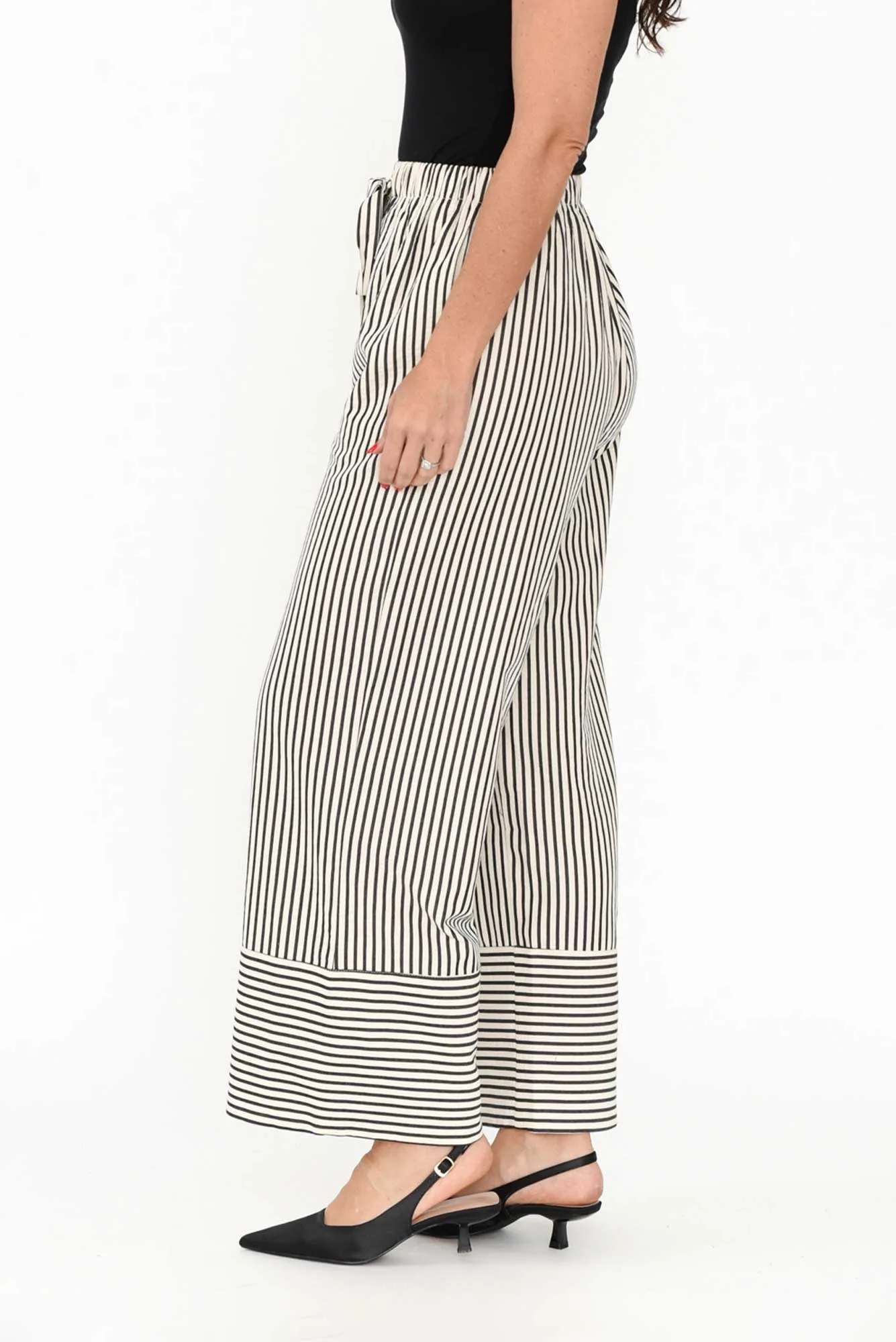 Portia Black Stripe Drawstring Pants