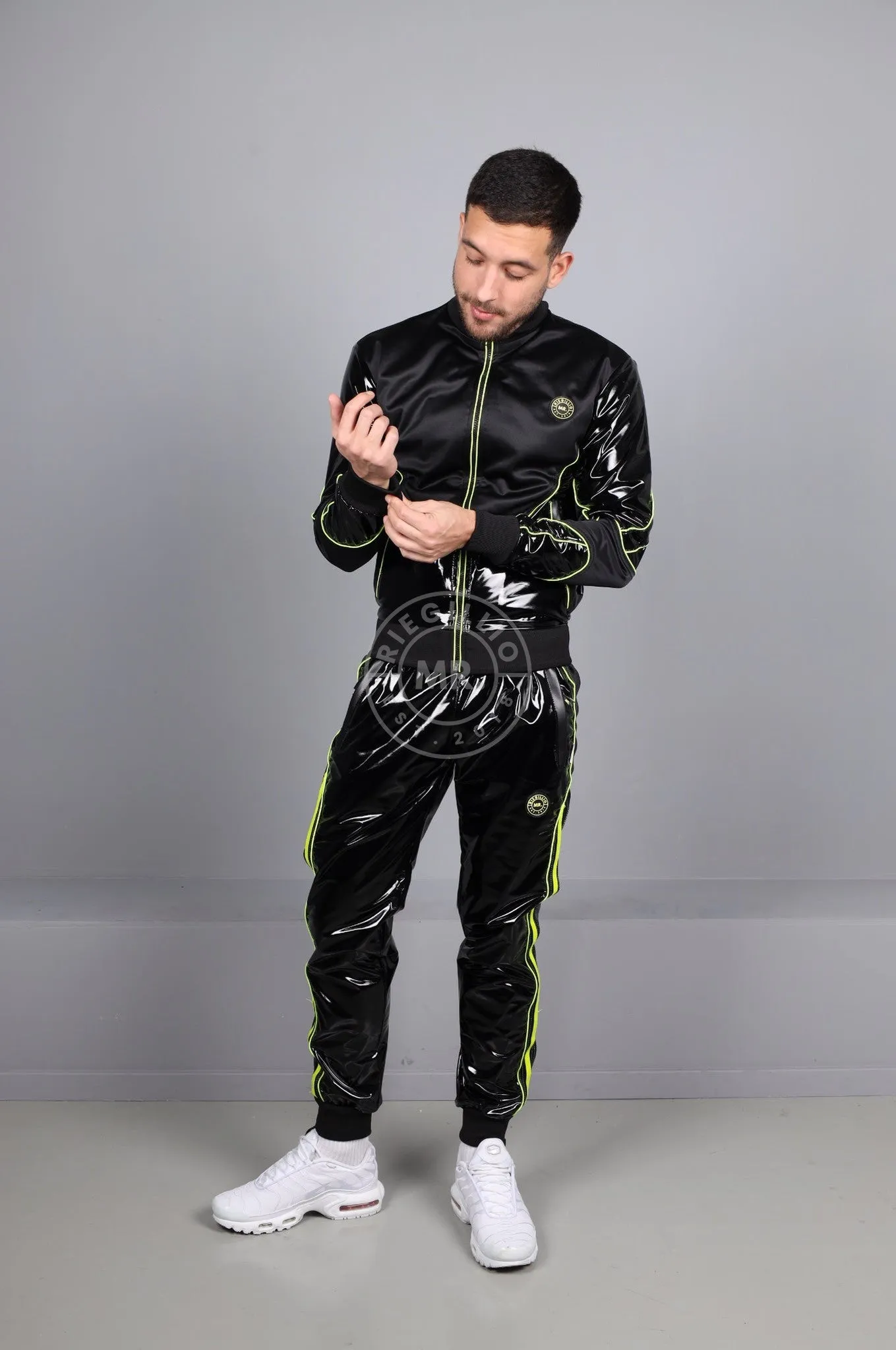 PVC 24 Tracksuit Pants - Black with Neon Piping