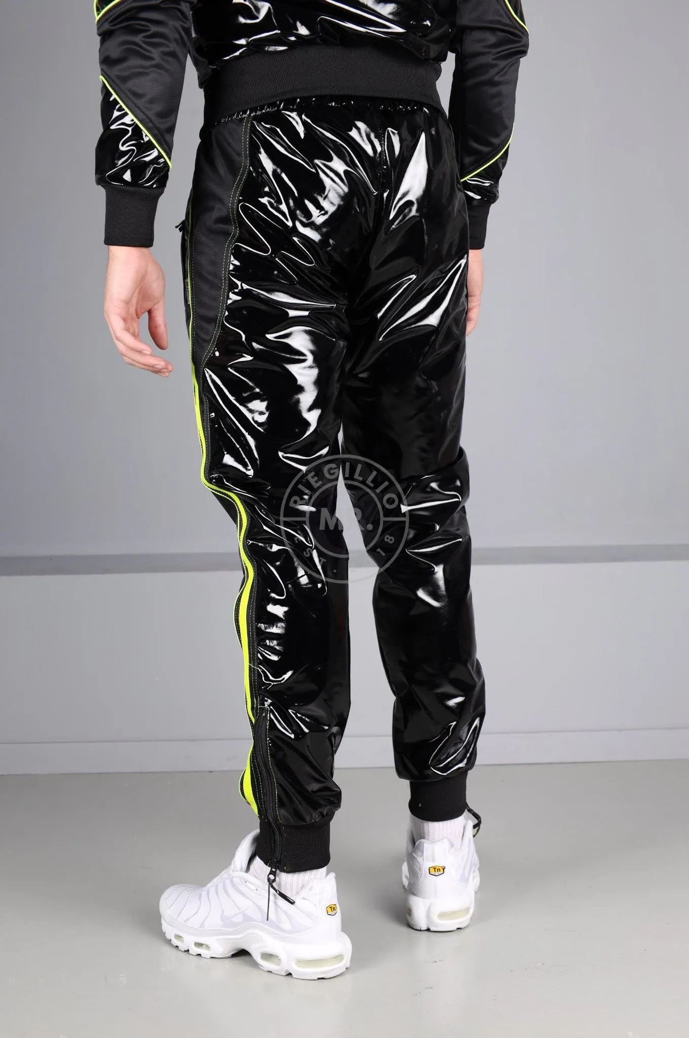 PVC 24 Tracksuit Pants - Black with Neon Piping