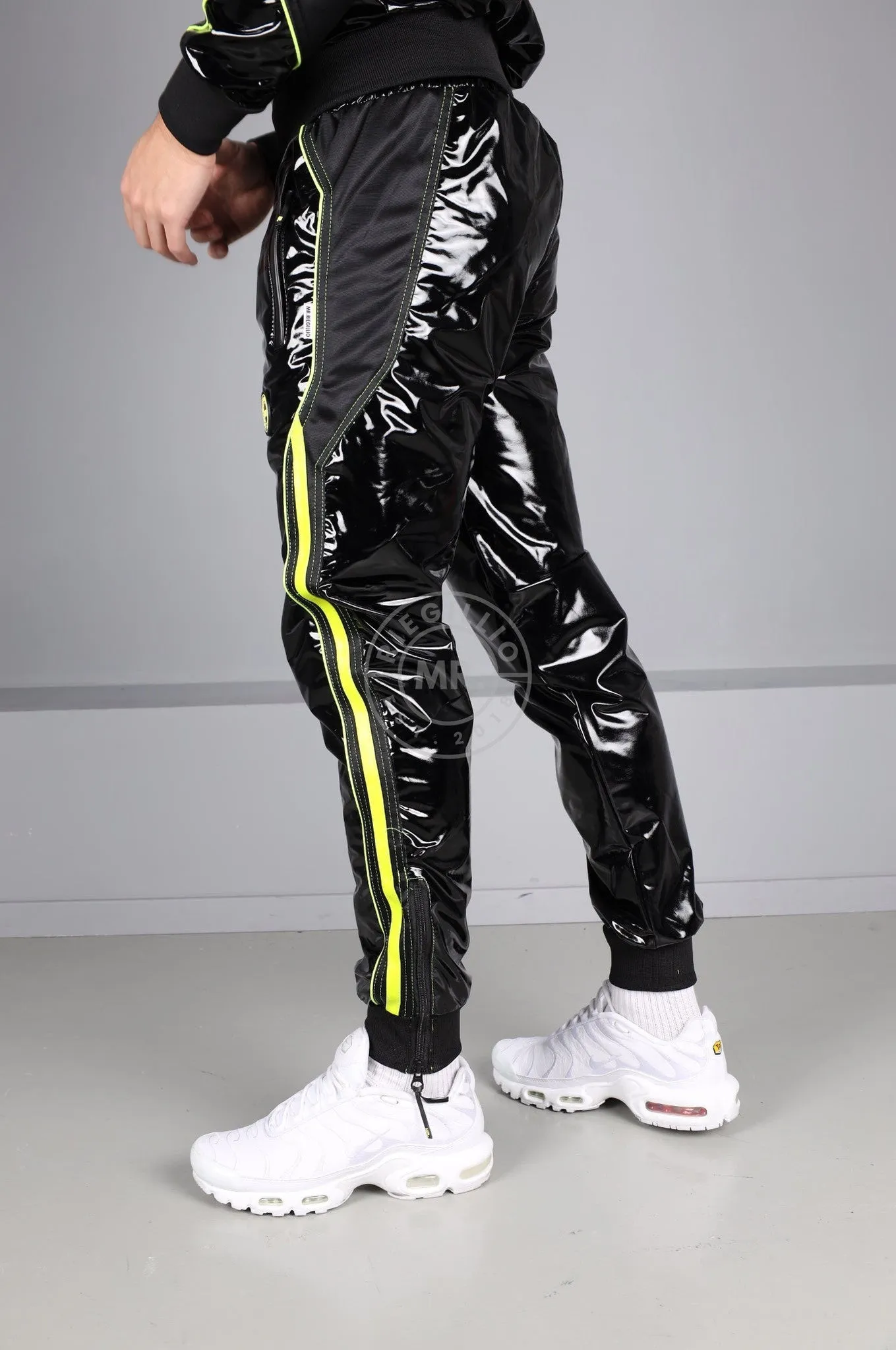 PVC 24 Tracksuit Pants - Black with Neon Piping