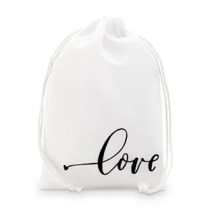 "love" Print Muslin Drawstring Favor Bag - Medium