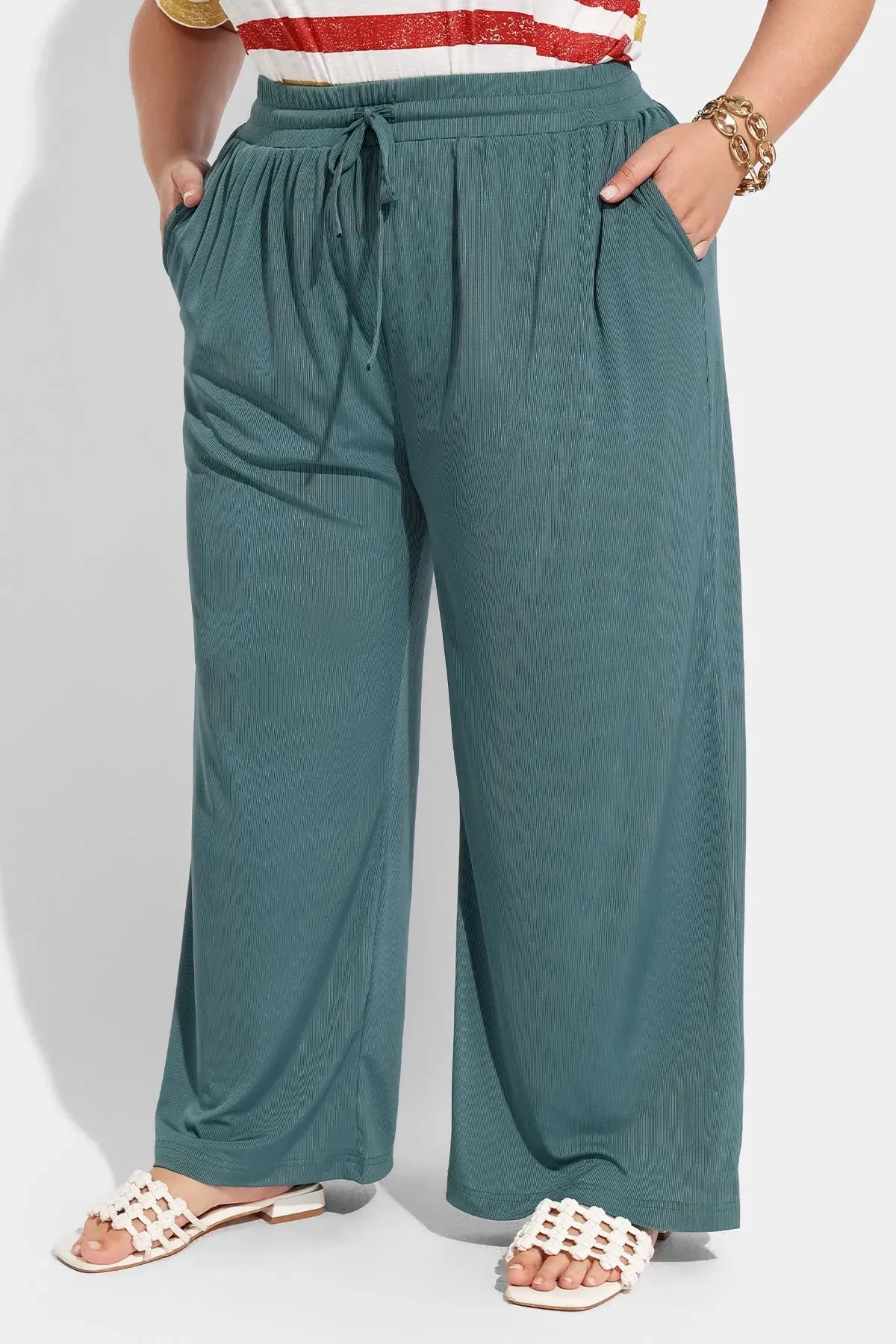 Ritera Supersoft Green Drawstring Elastic Waist Pants