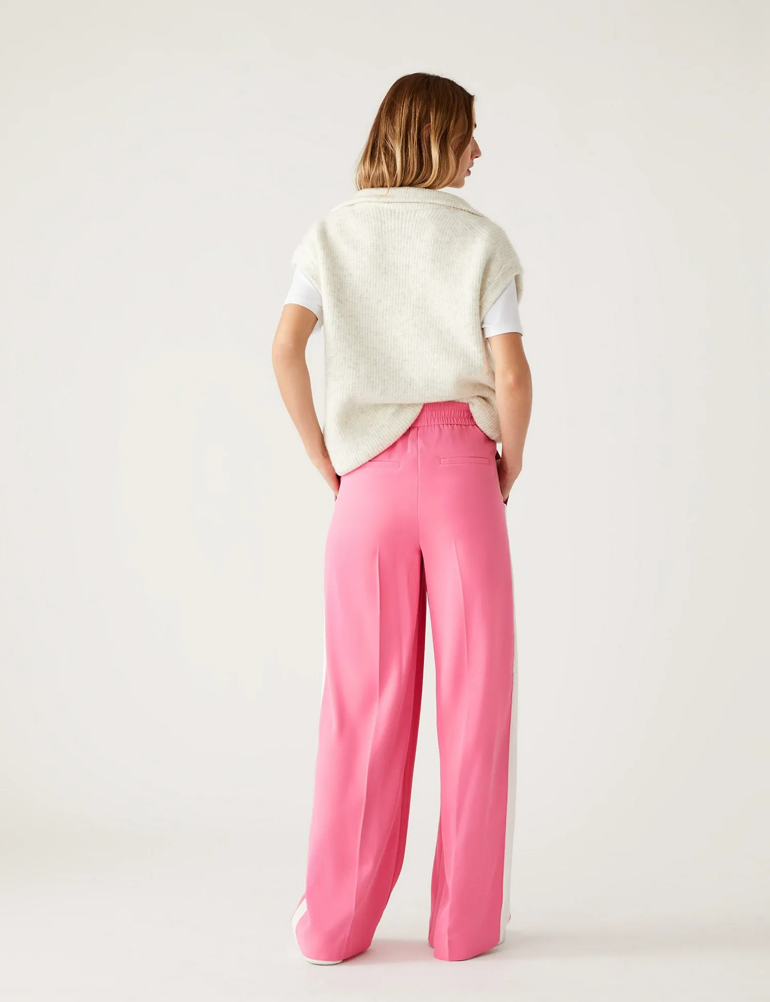 Side Stripe Drawstring Wide Leg Trousers