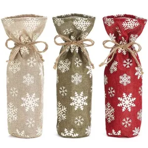 Snowflake Wine Bottle Gift Bags - 3 pc Set