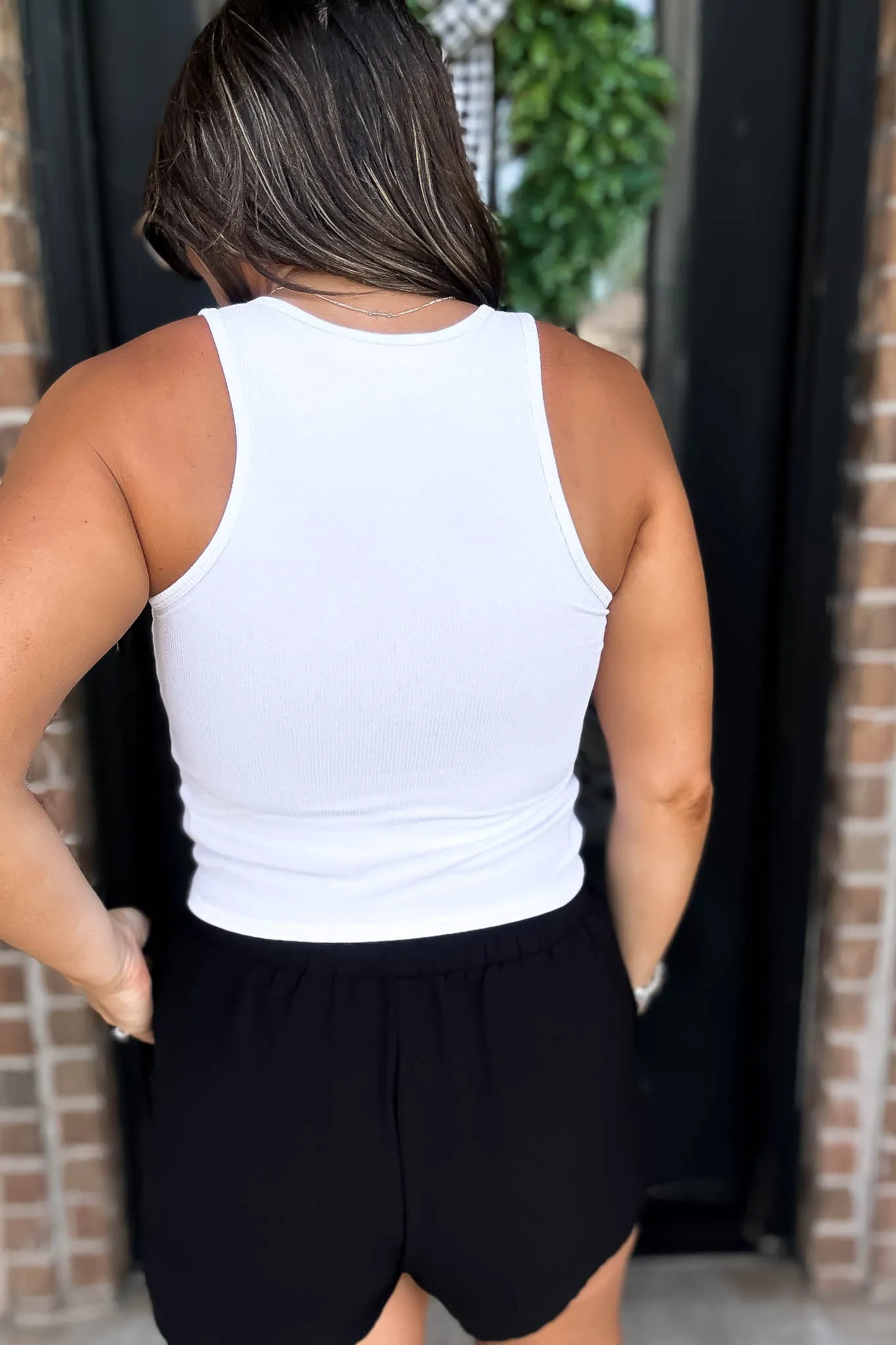 Sporty On The Go White Rib Tank