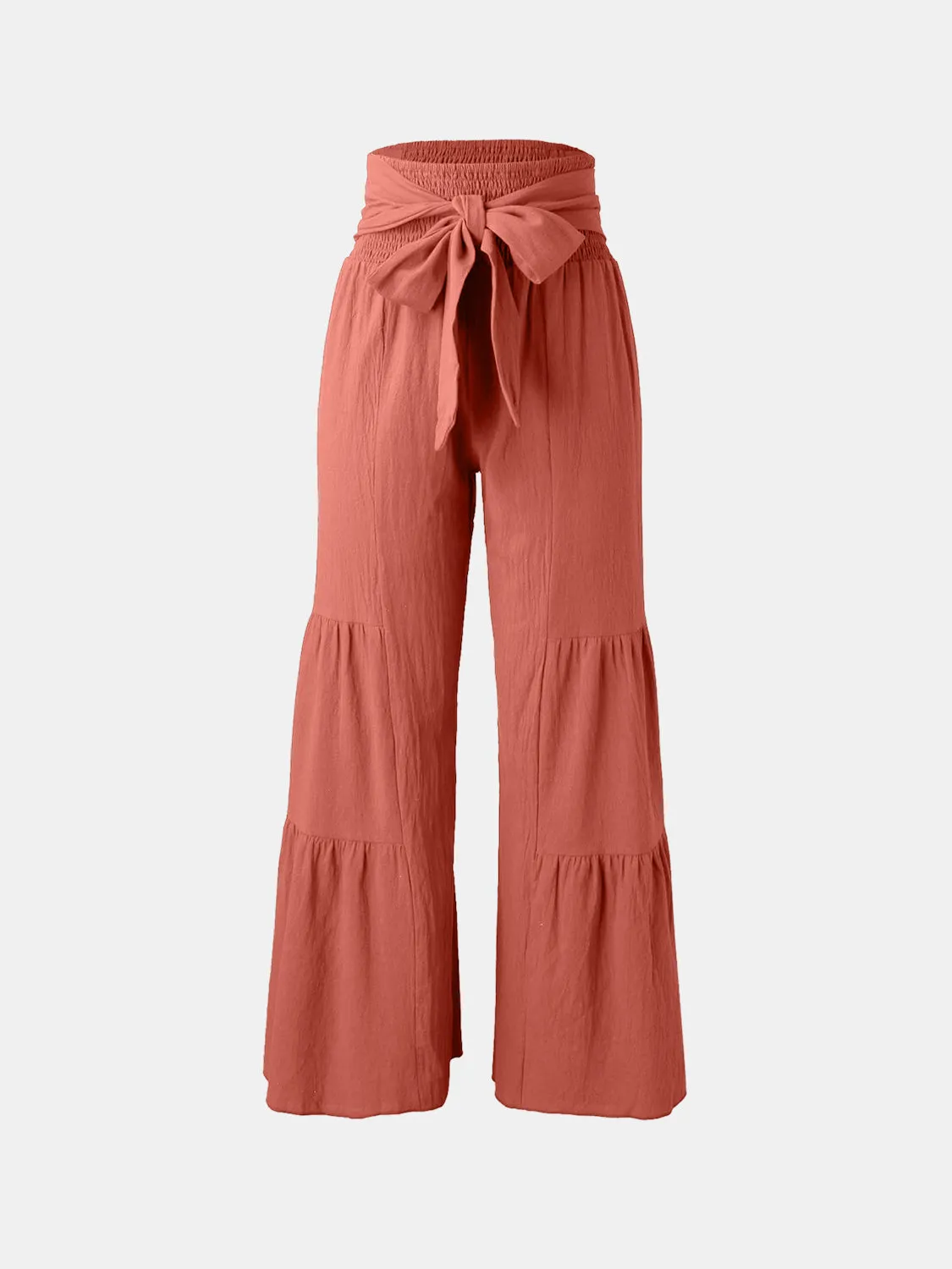 Tied Ruched Wide Leg Beach Pants