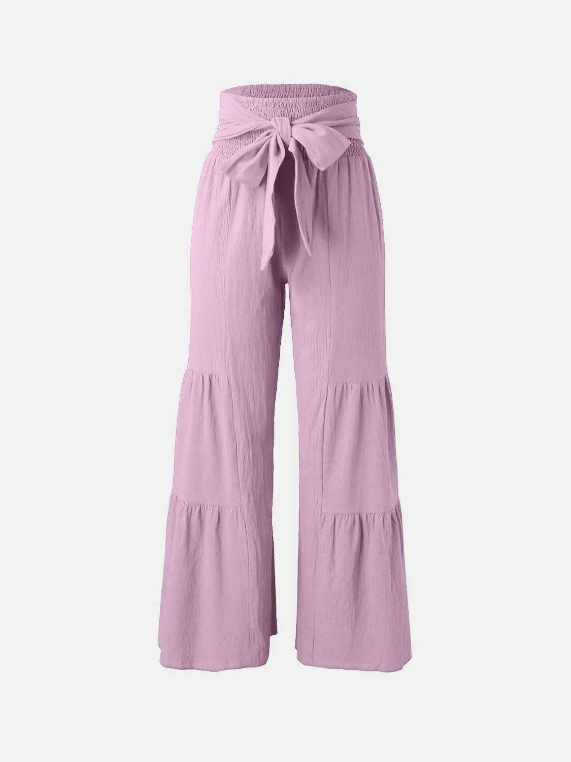 Tied Ruched Wide Leg Beach Pants