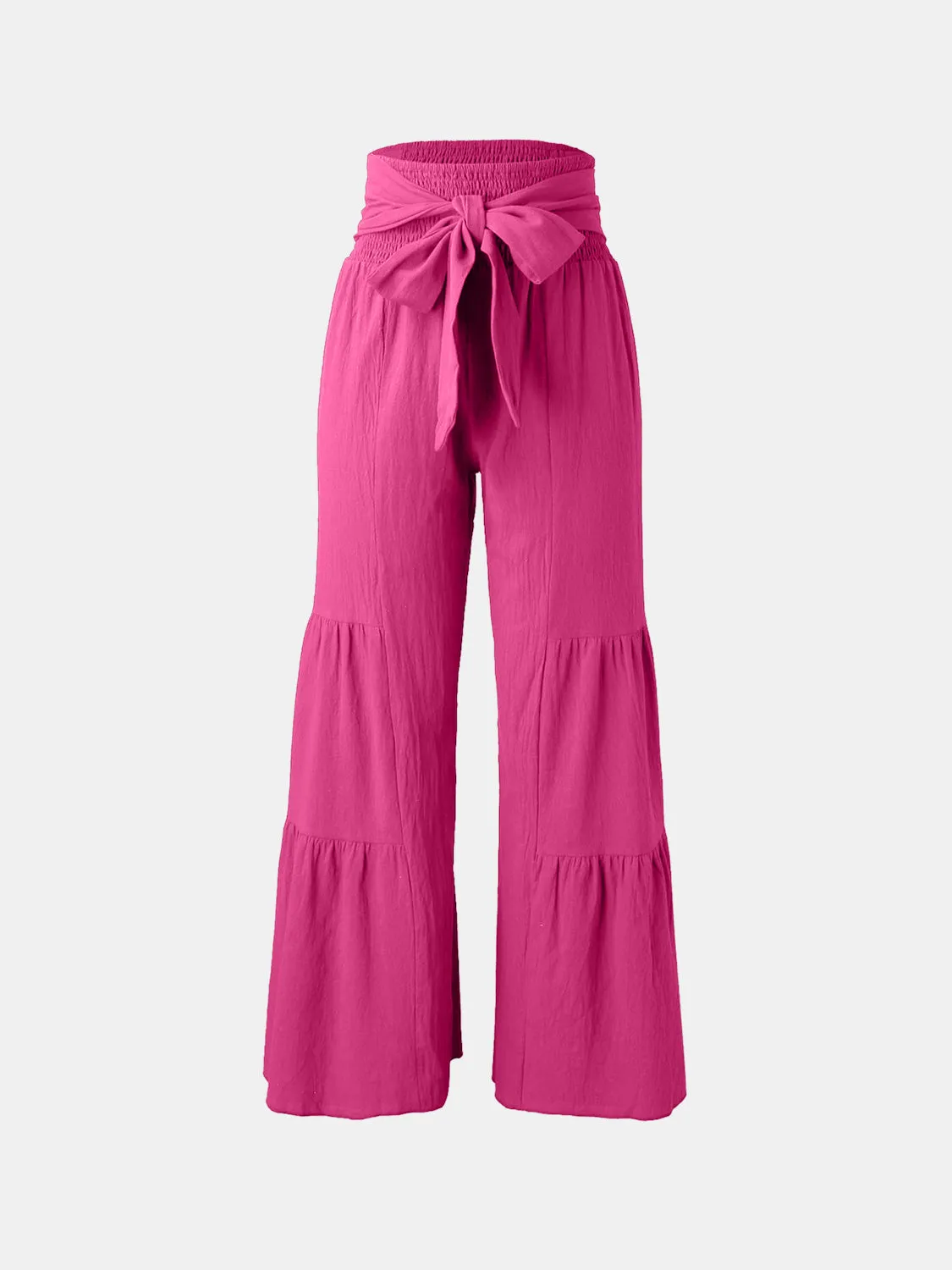 Tied Ruched Wide Leg Beach Pants