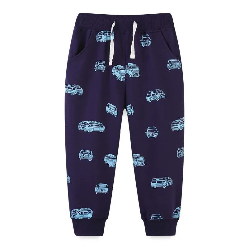 Toddler Boy's Bus Print Casual Pants