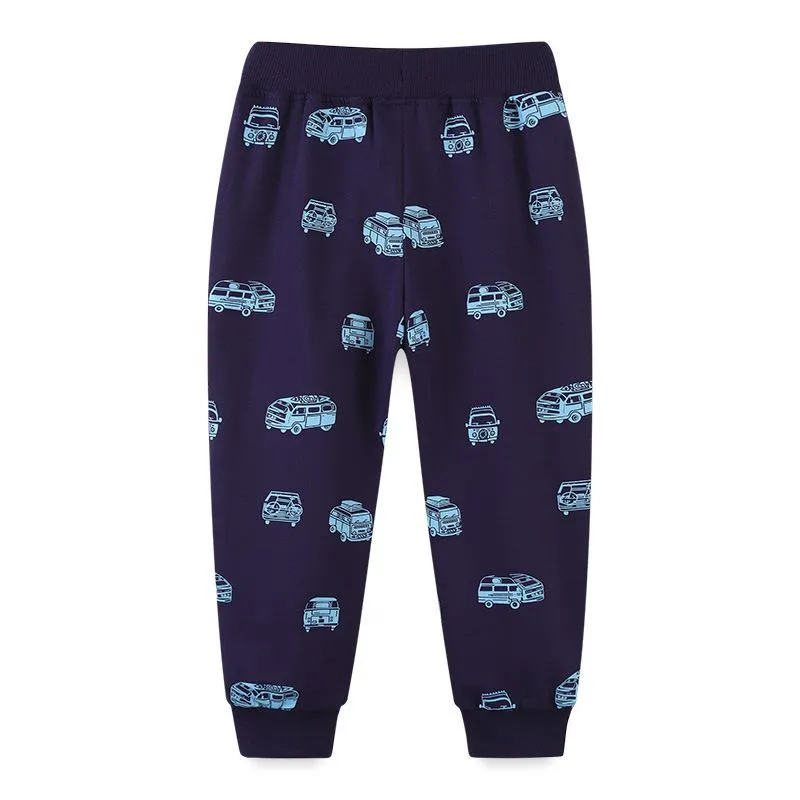 Toddler Boy's Bus Print Casual Pants