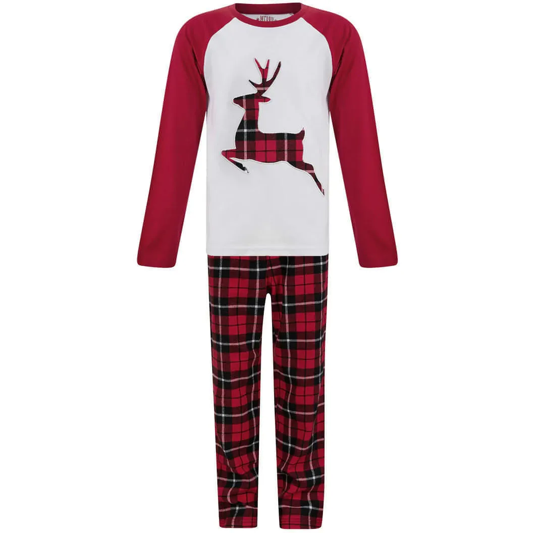 Tokyo Laundry Reindeer 2 Piece Boys Christmas Pyjama Set - Red